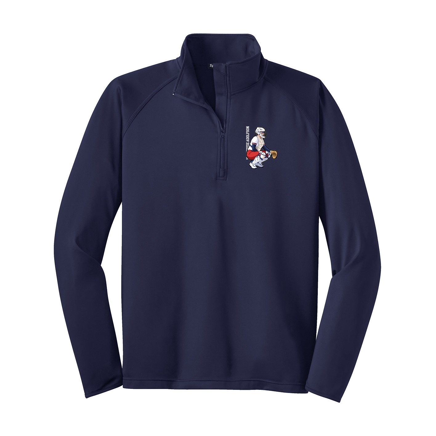 Q-Zip Pullover — Name Vertical in Navy
