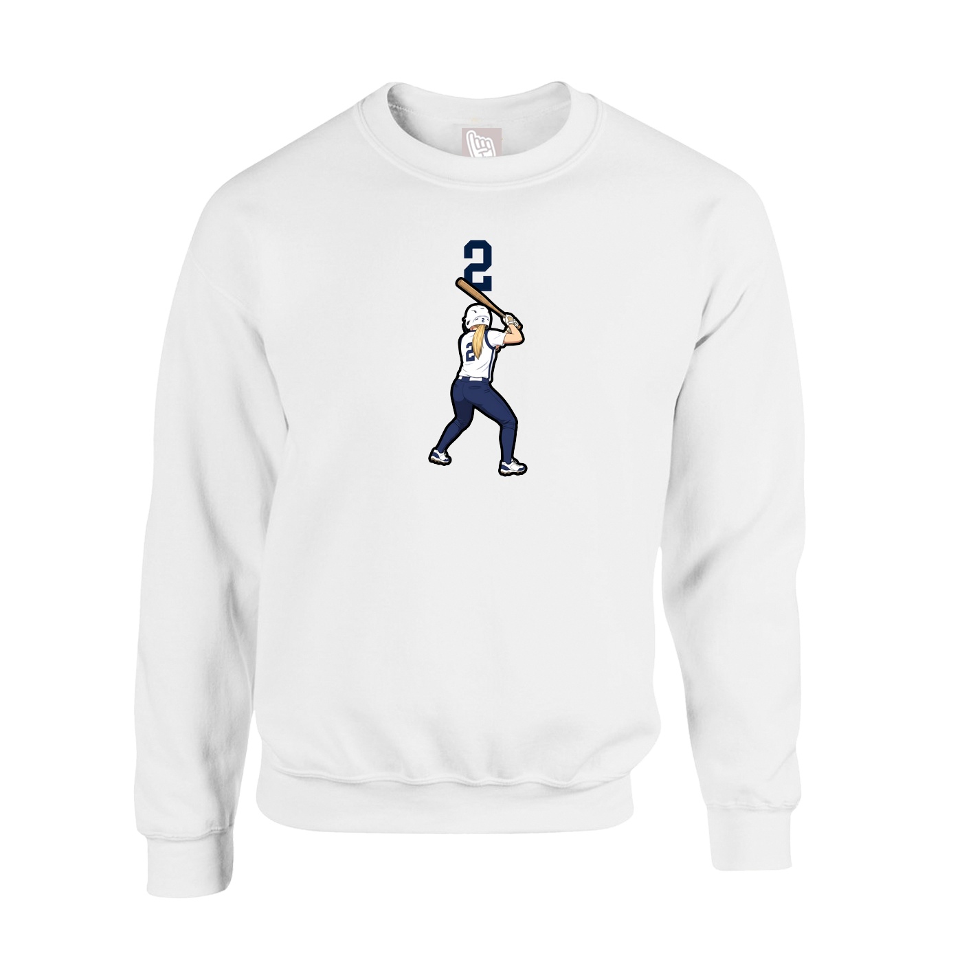 Fleece Crew — Number Top in White