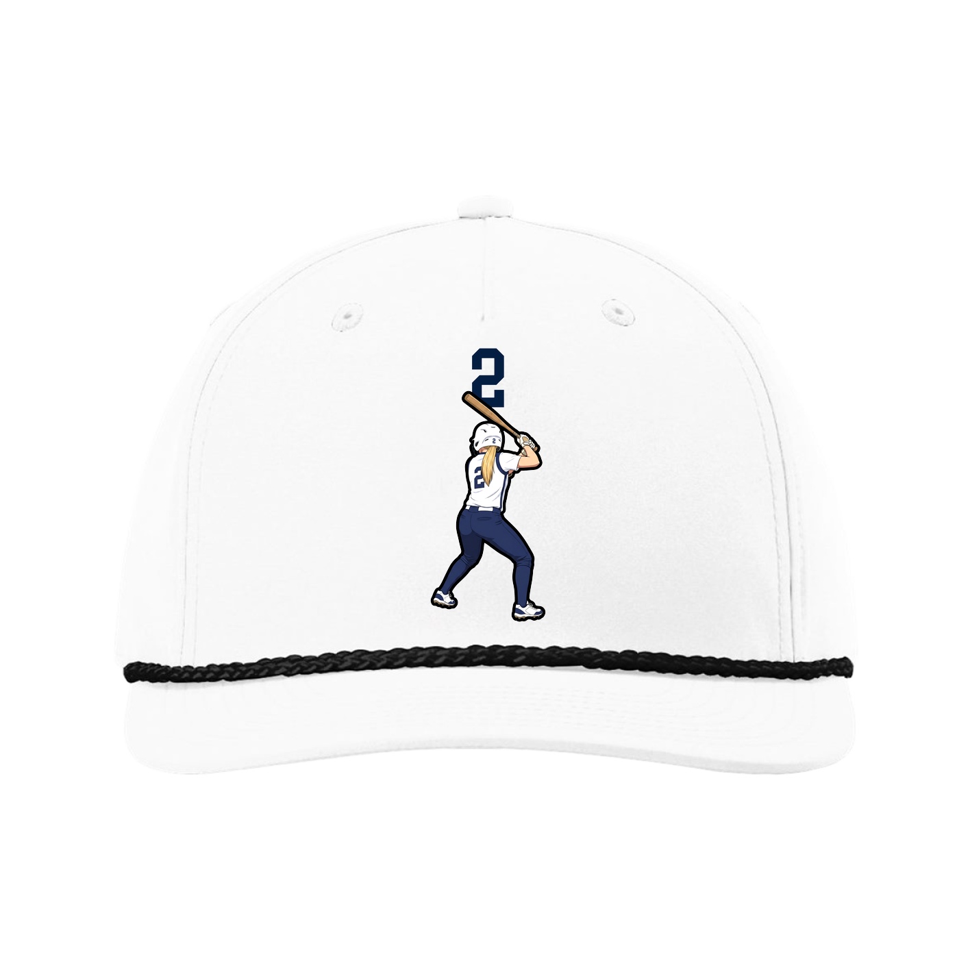 Five-Panel Classic Rope Cap — Number Top in White