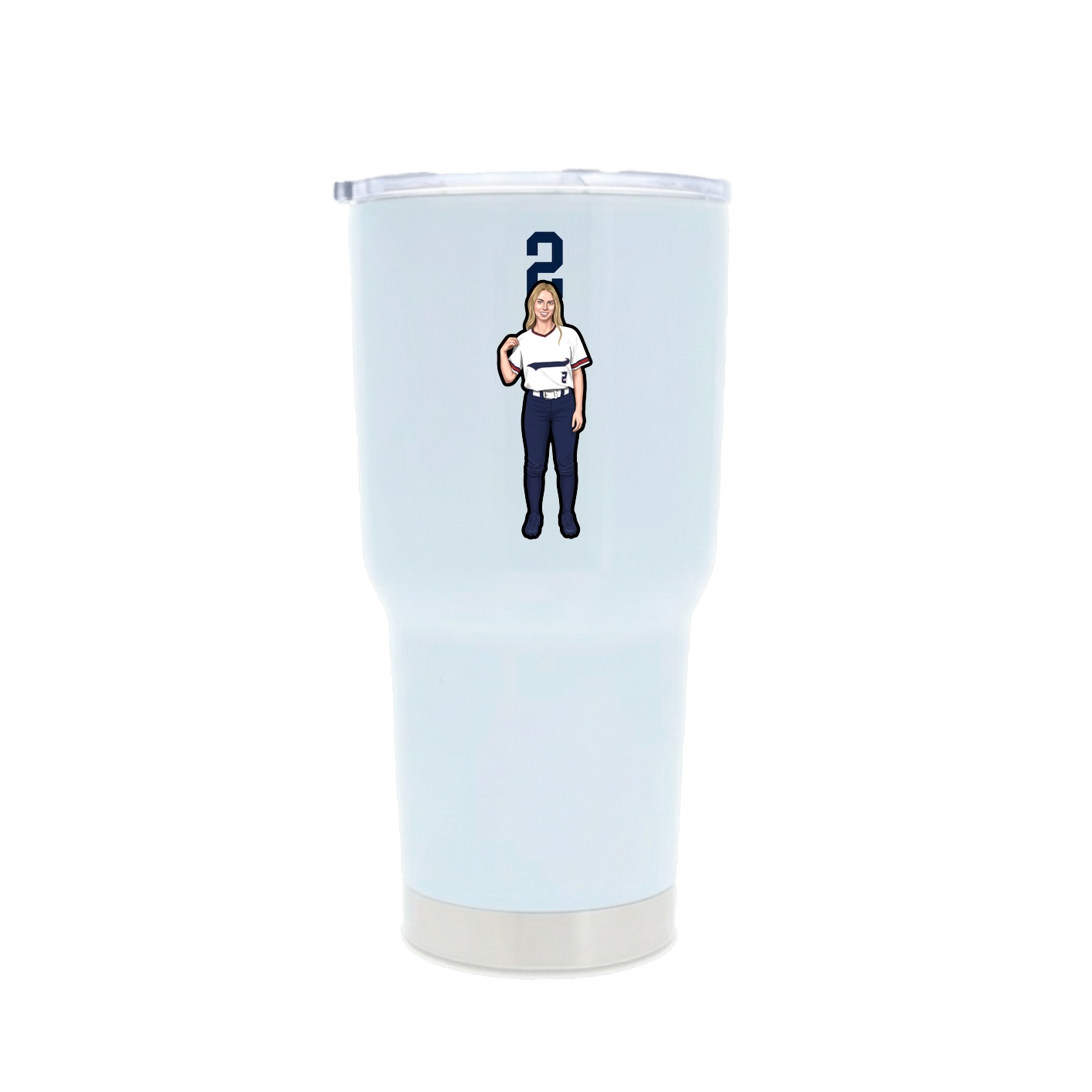 30oz Stainless Steel Tumbler — Number Top in White