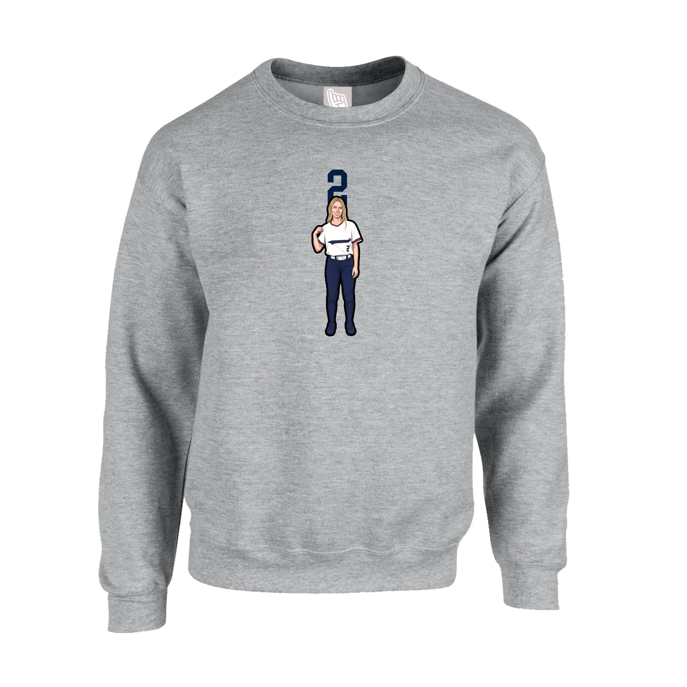 Fleece Crew — Number Top in Grey