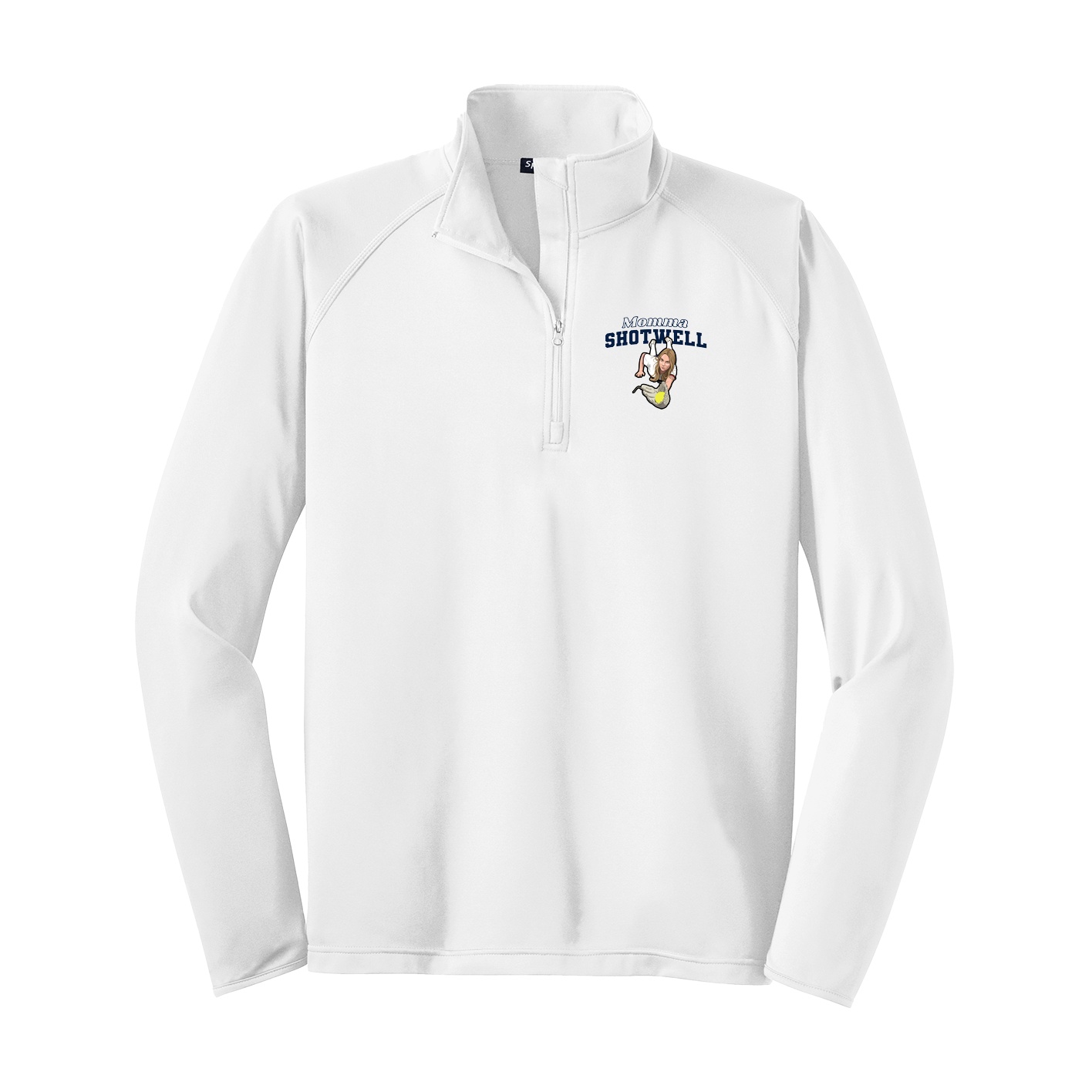 Q-Zip Pullover — Mothers Day Block in White