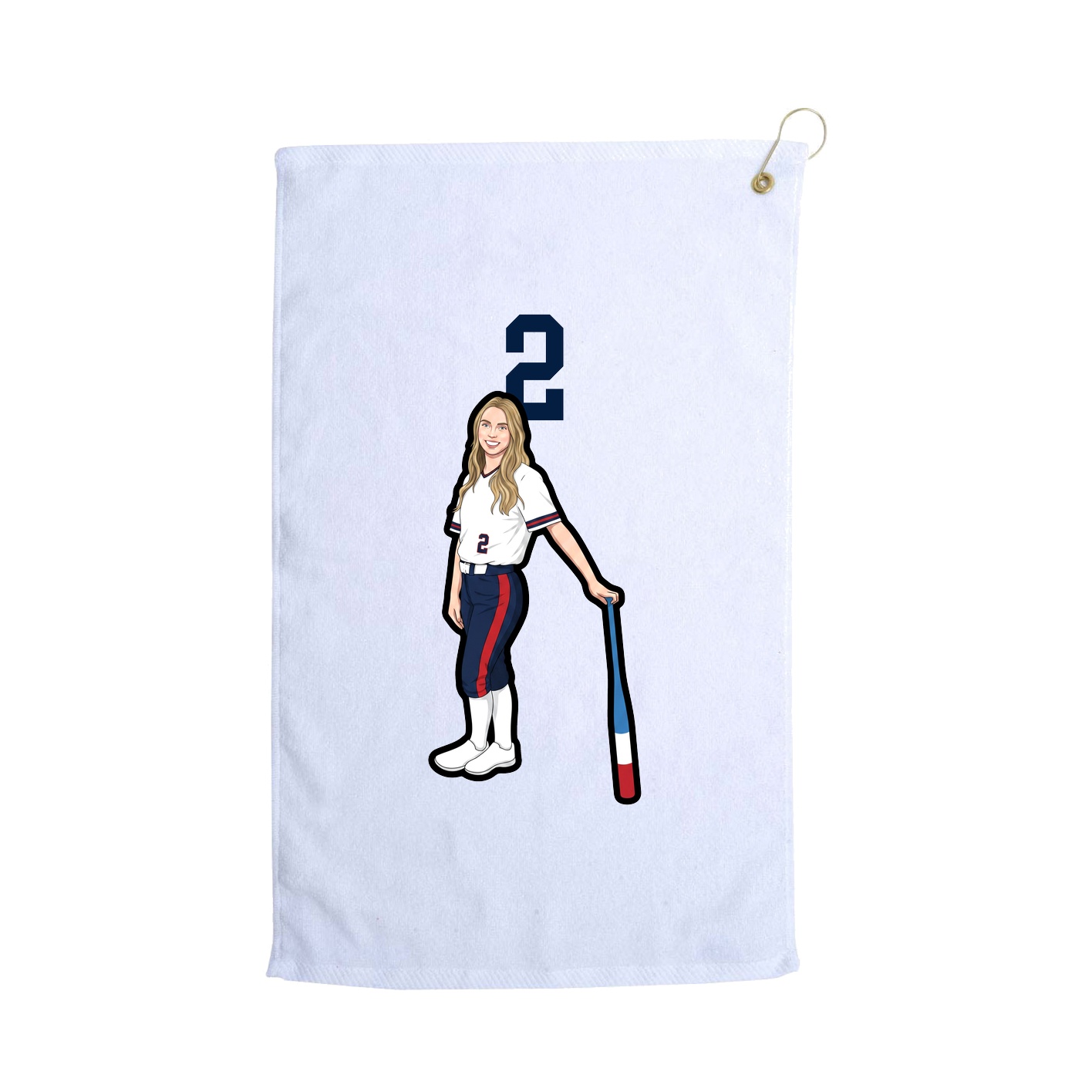Golf Towel — Number Top in White