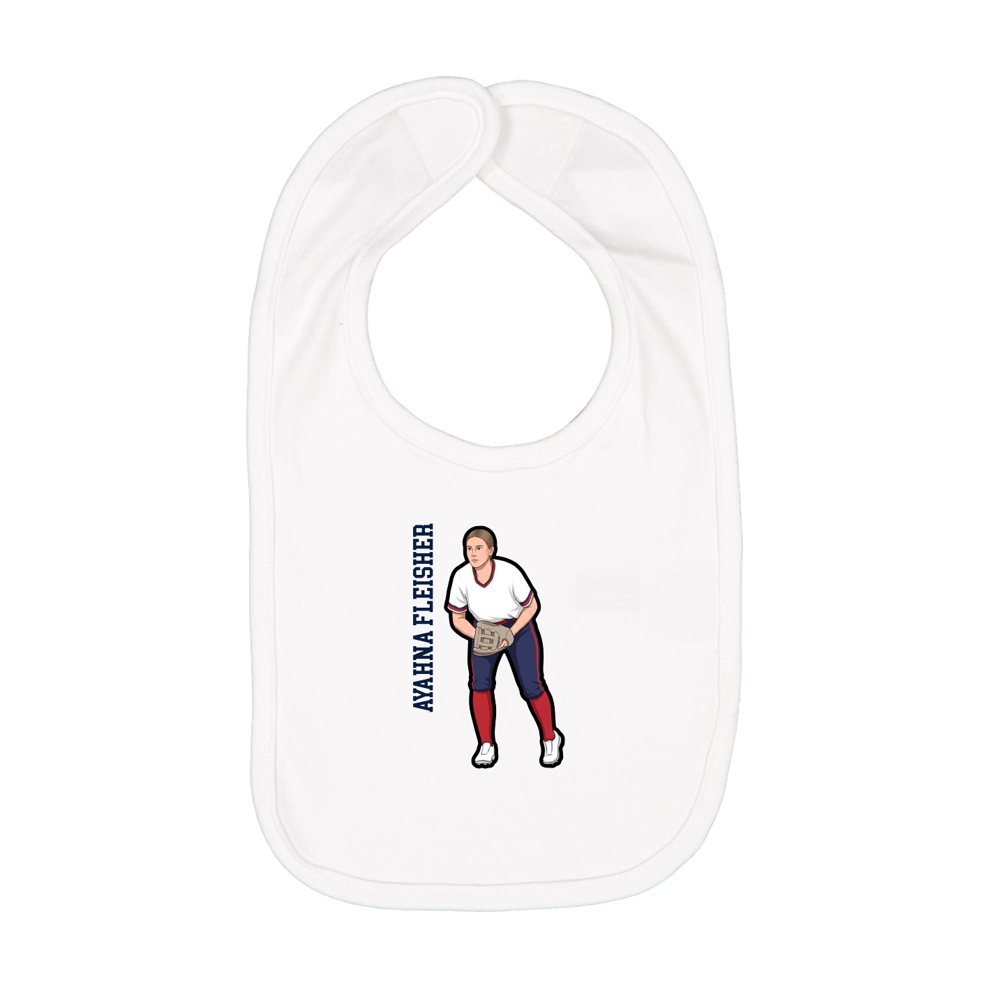 Infant Bib — Name Vertical in White