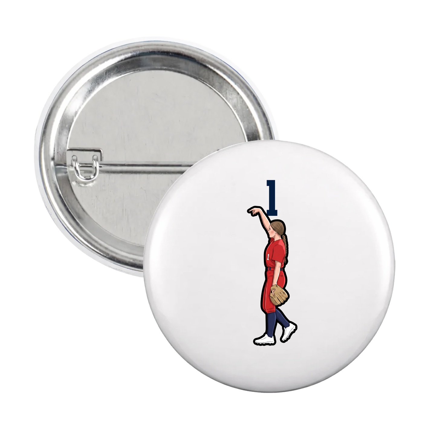 Game Day Button — Number Top in White