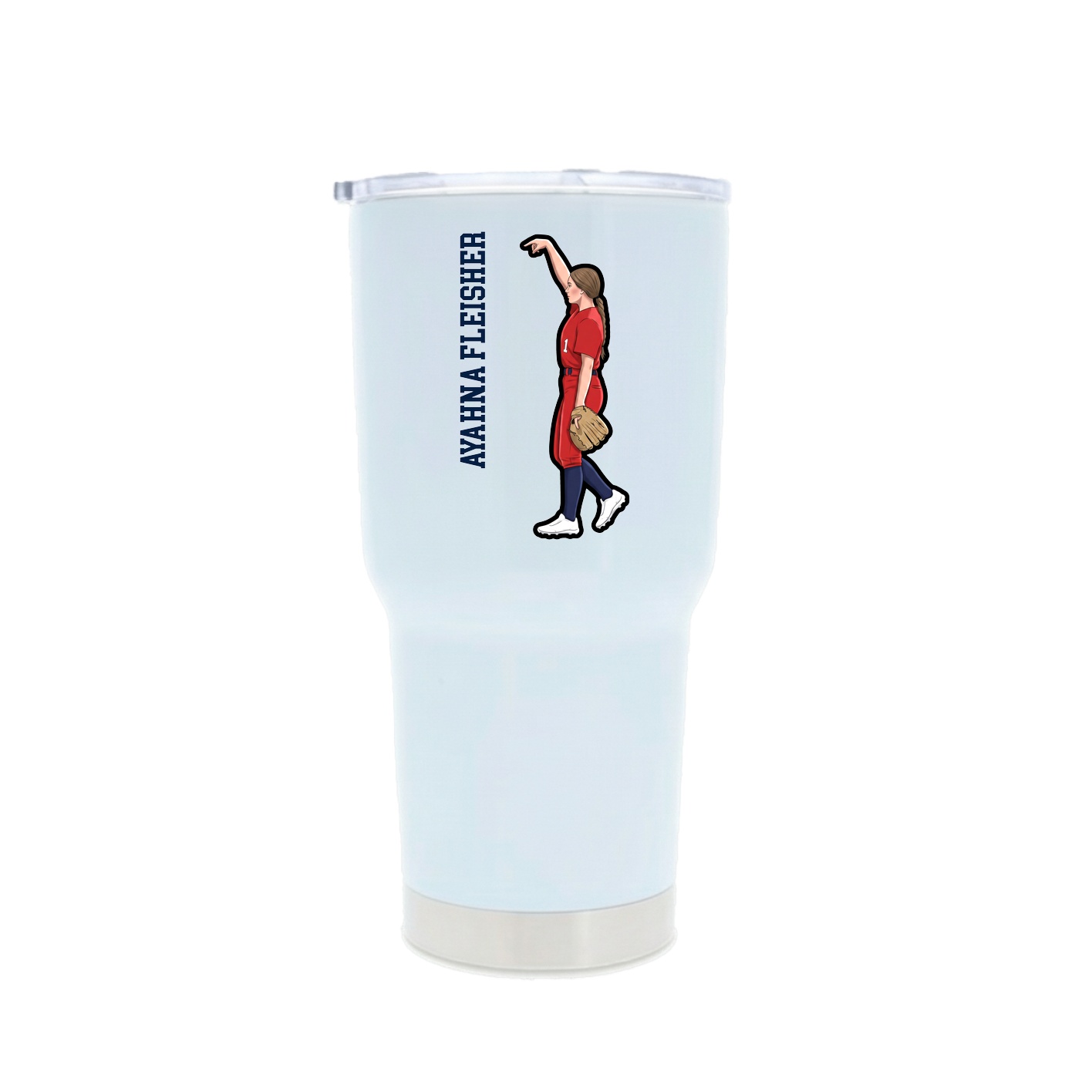 30oz Stainless Steel Tumbler — Name Vertical in White