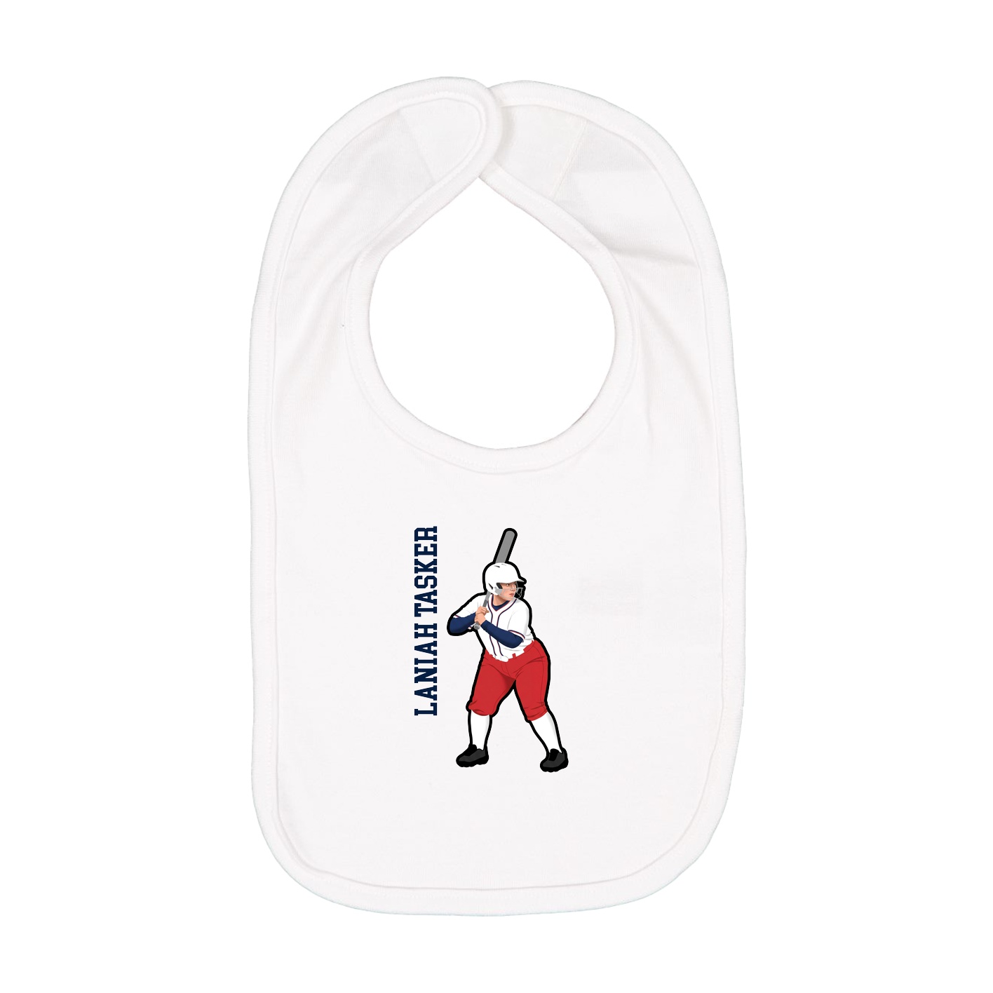 Infant Bib — Name Vertical in White