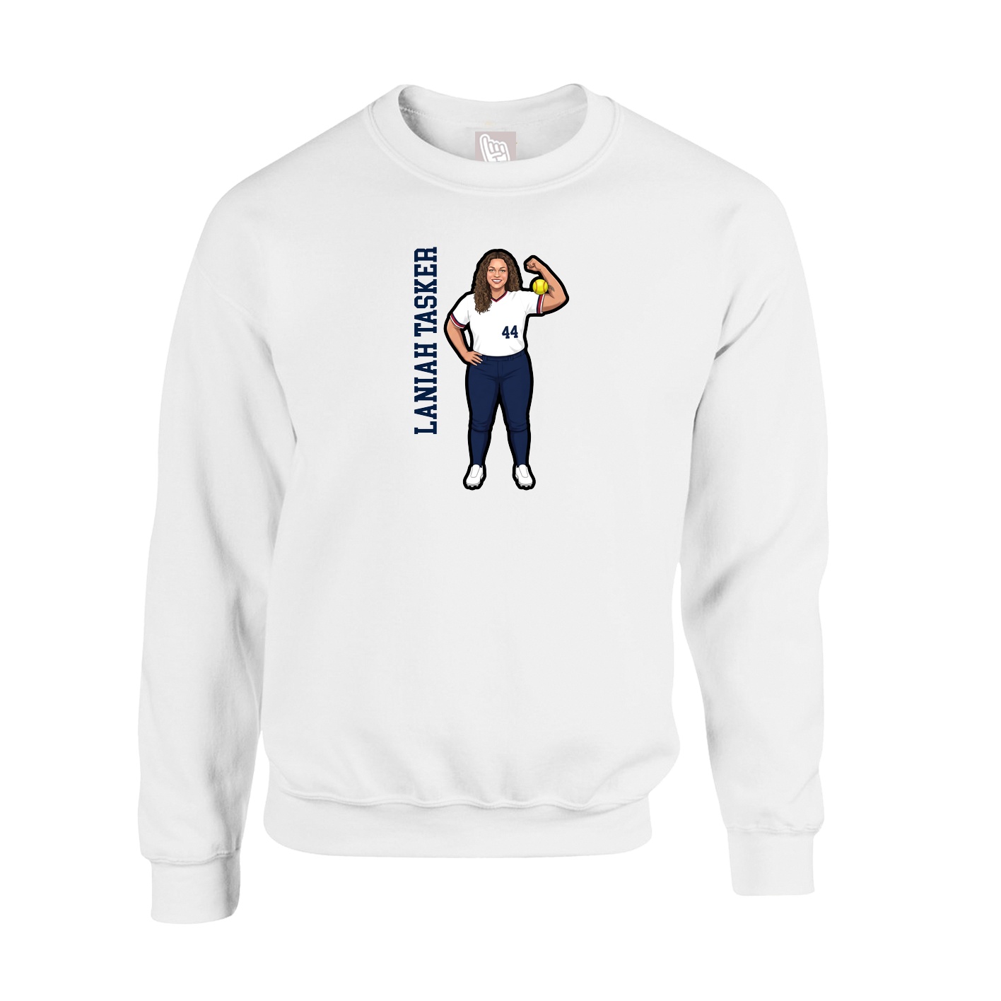 Fleece Crew — Name Vertical in White