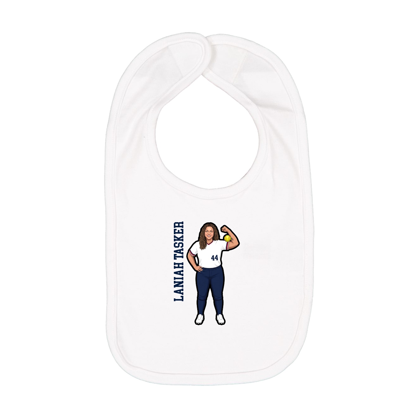 Infant Bib — Name Vertical in White