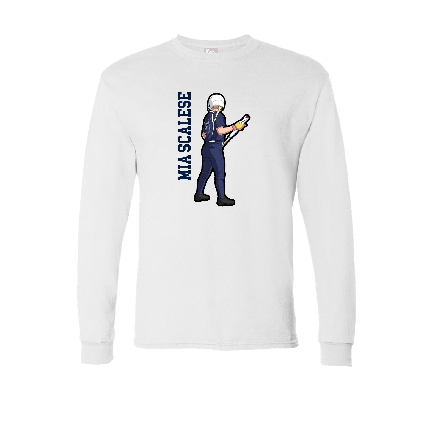 Long Sleeve Tee — Name Vertical in White