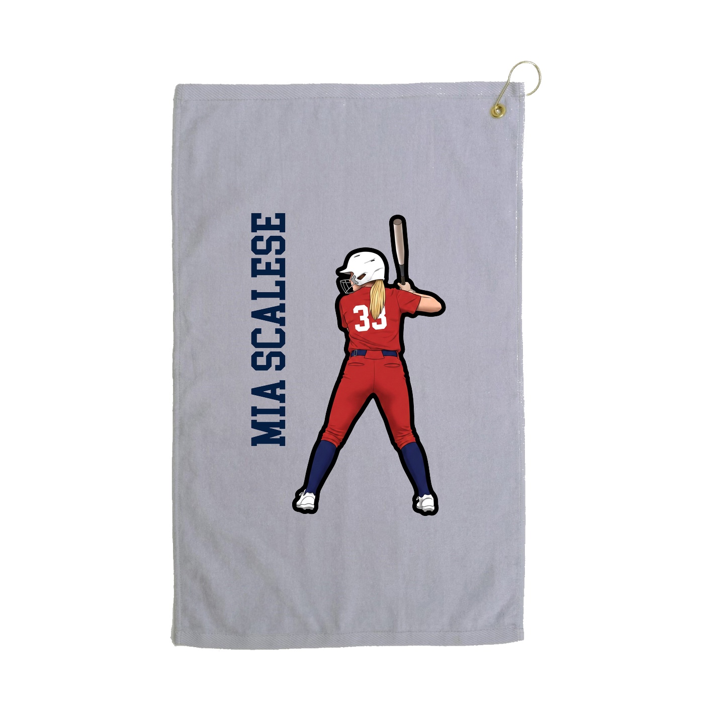 Golf Towel — Name Vertical in Grey