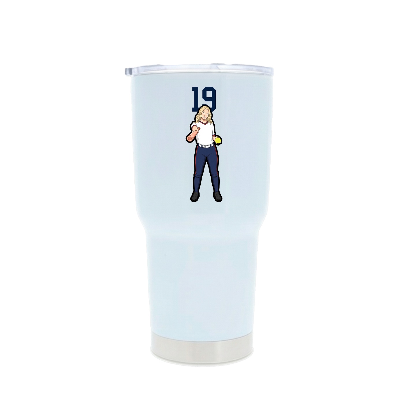 30oz Stainless Steel Tumbler — Number Top in White