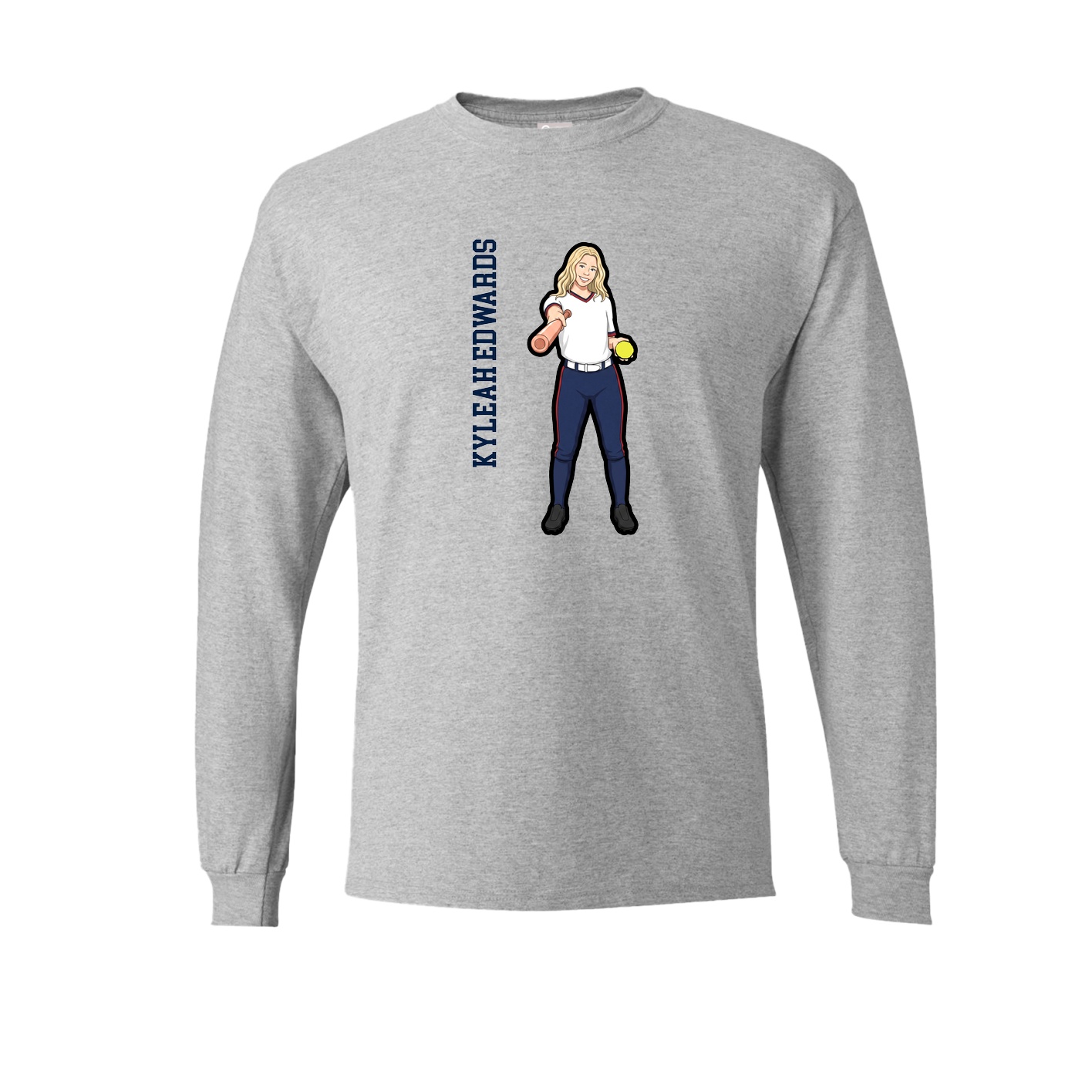 Long Sleeve Tee — Name Vertical in Grey