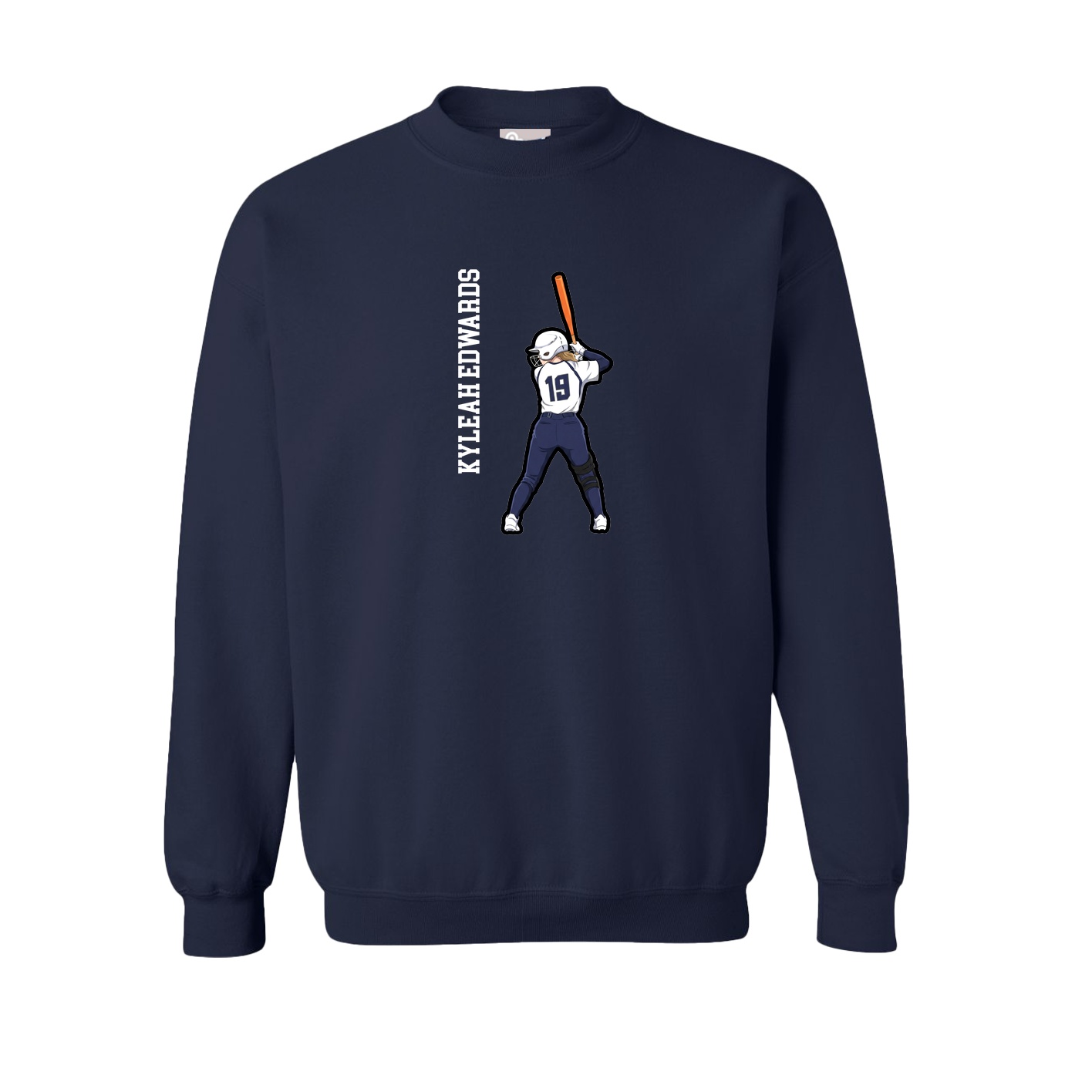 Fleece Crew — Name Vertical in Navy