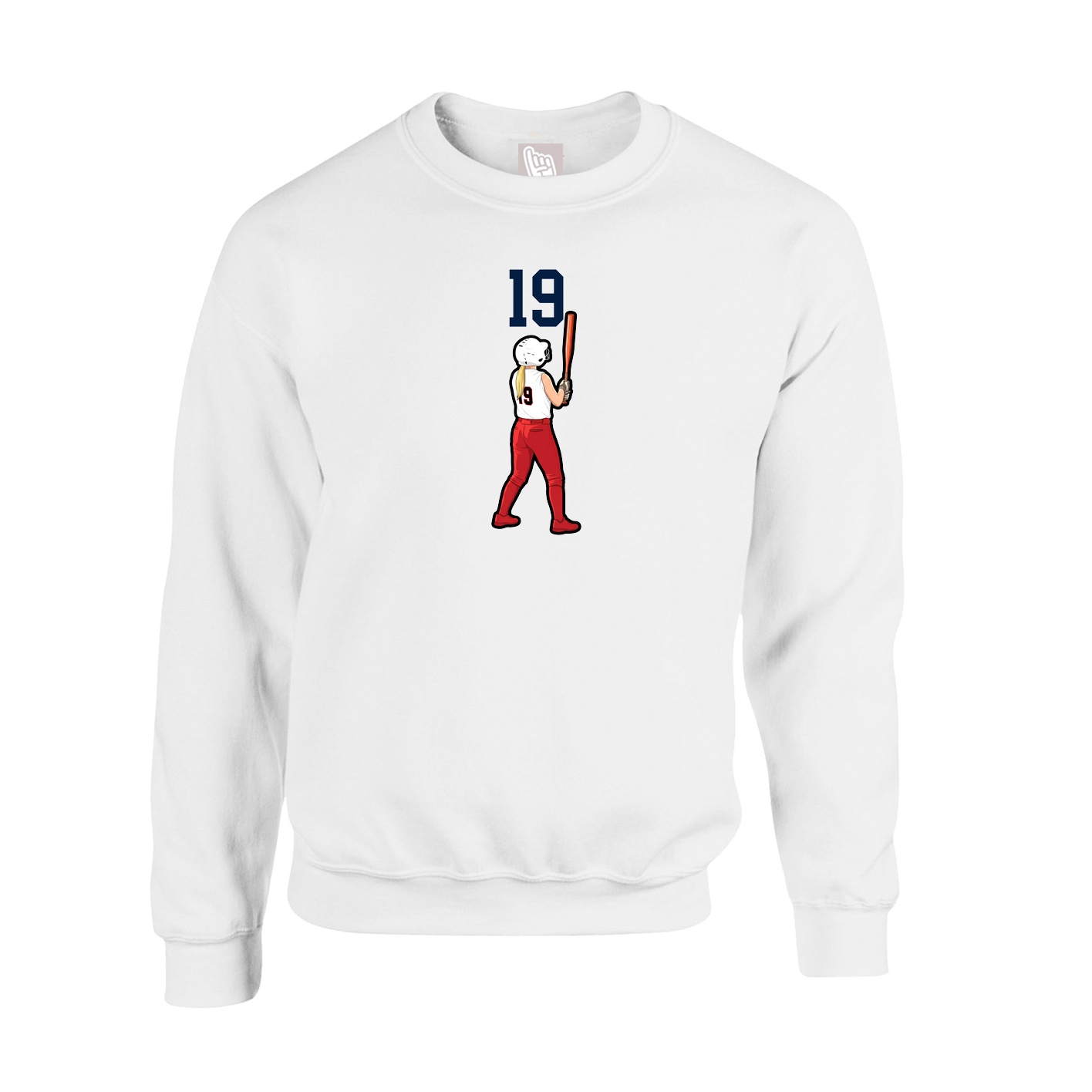 Fleece Crew — Number Top in White