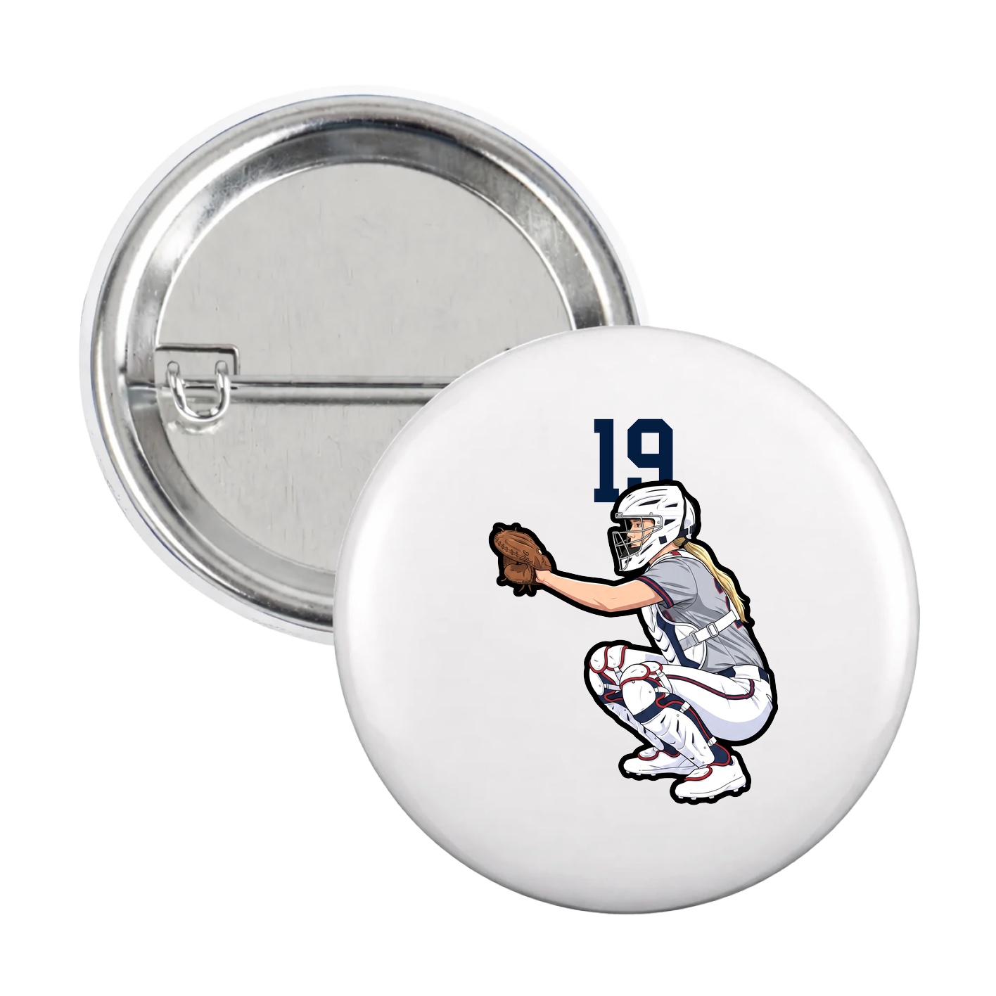 Game Day Button — Number Top in White