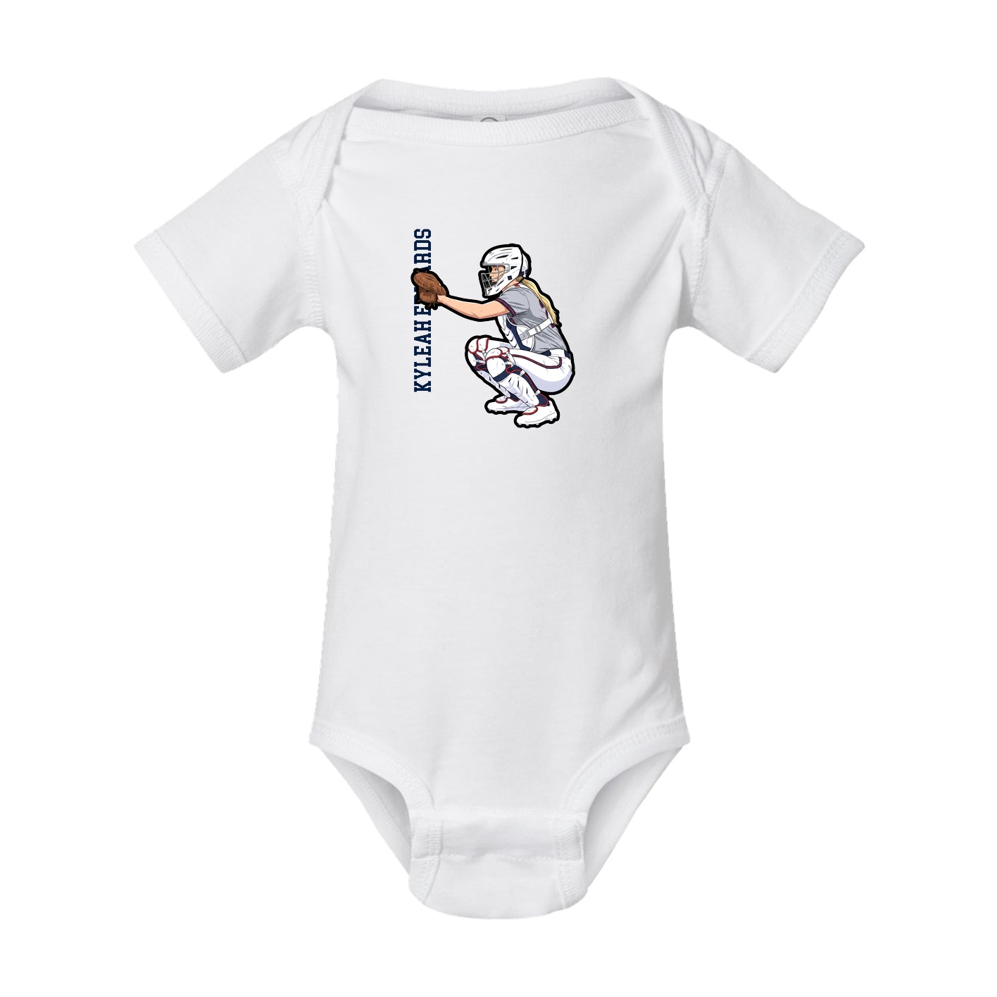 Baby Onesie — Name Vertical in White