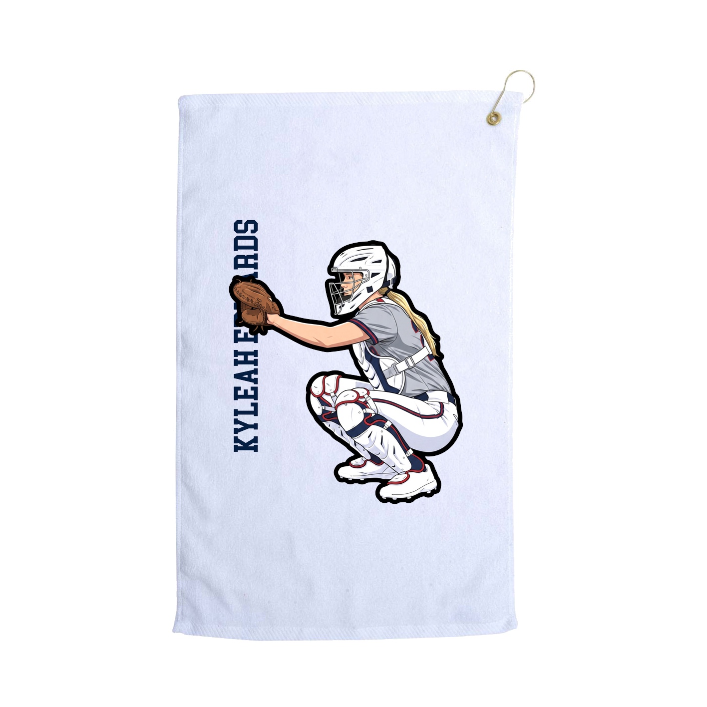 Golf Towel — Name Vertical in White