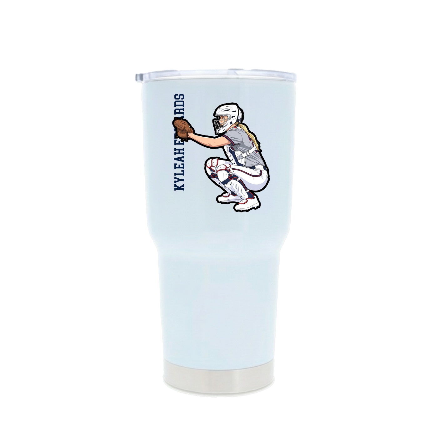 30oz Stainless Steel Tumbler — Name Vertical in White