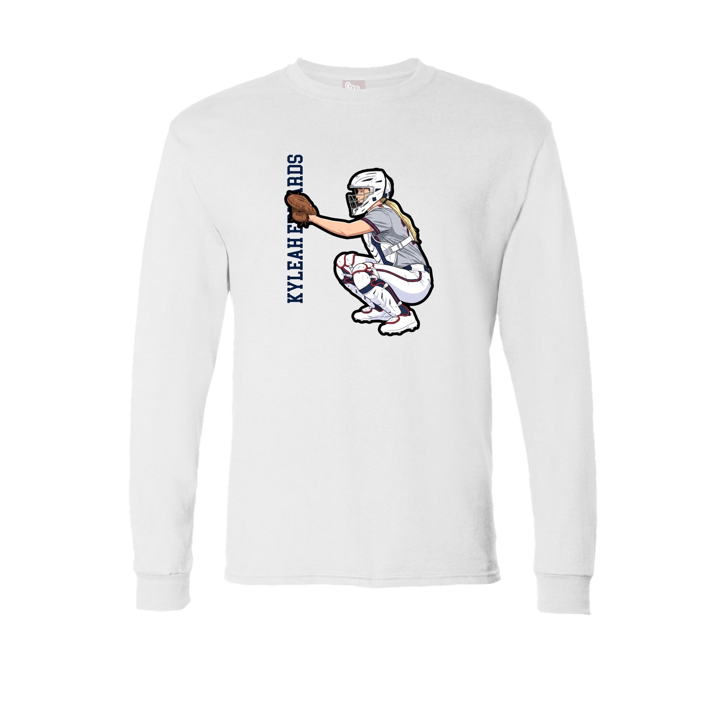 Long Sleeve Tee — Name Vertical in White