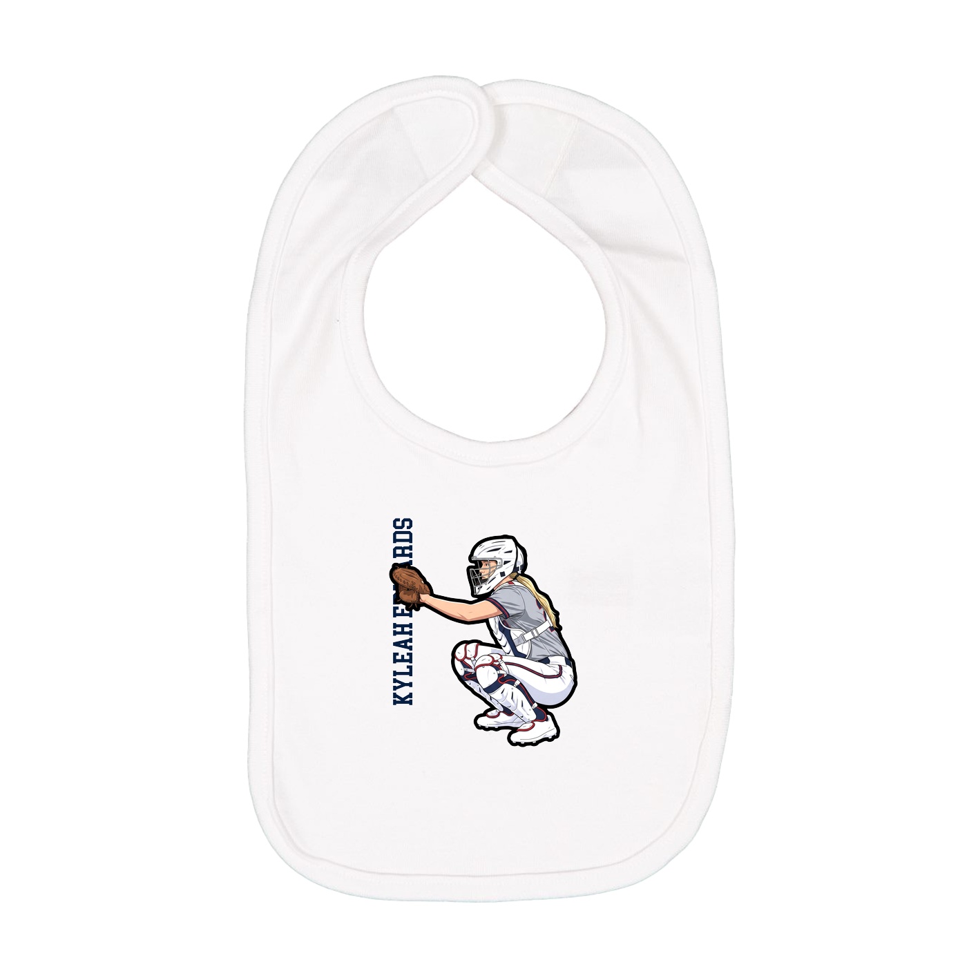 Infant Bib — Name Vertical in White