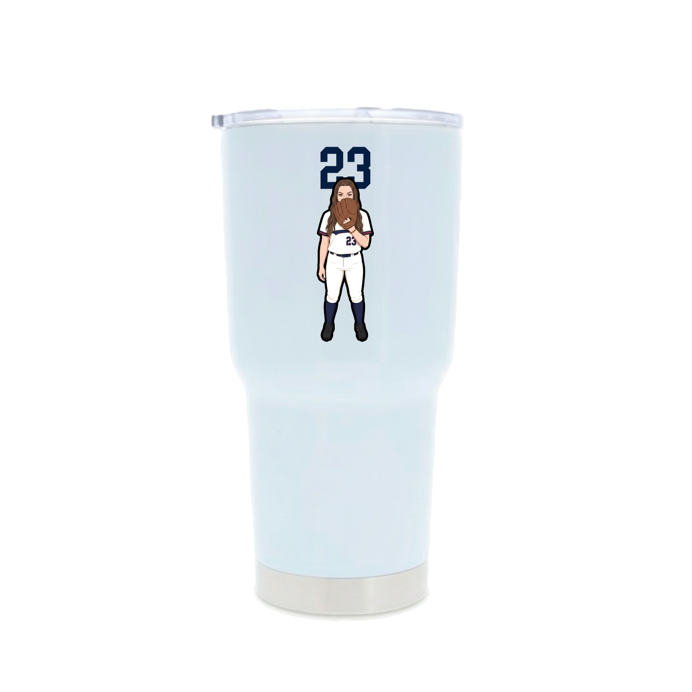 30oz Stainless Steel Tumbler — Number Top in White