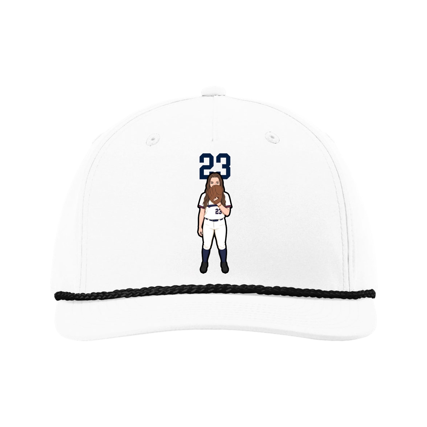 Five-Panel Classic Rope Cap — Number Top in White