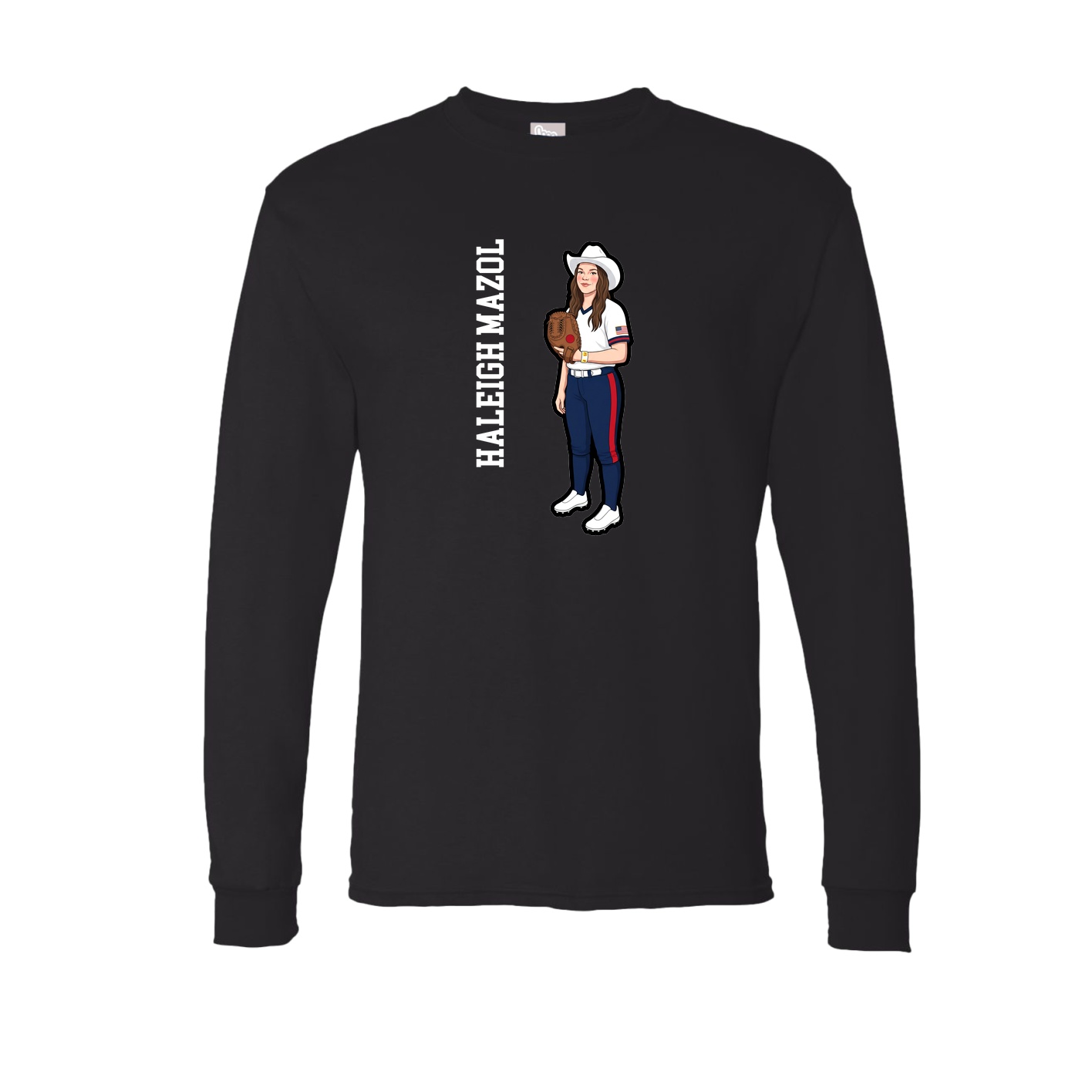 Long Sleeve Tee — Name Vertical in Black