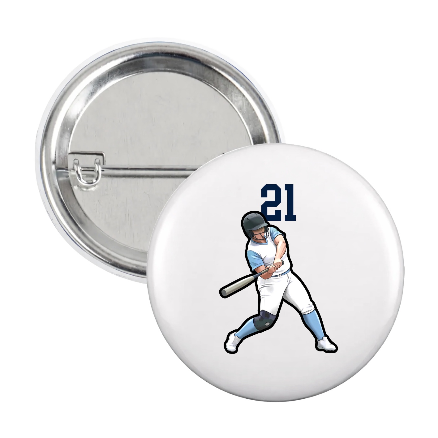 Game Day Button — Number Top in White