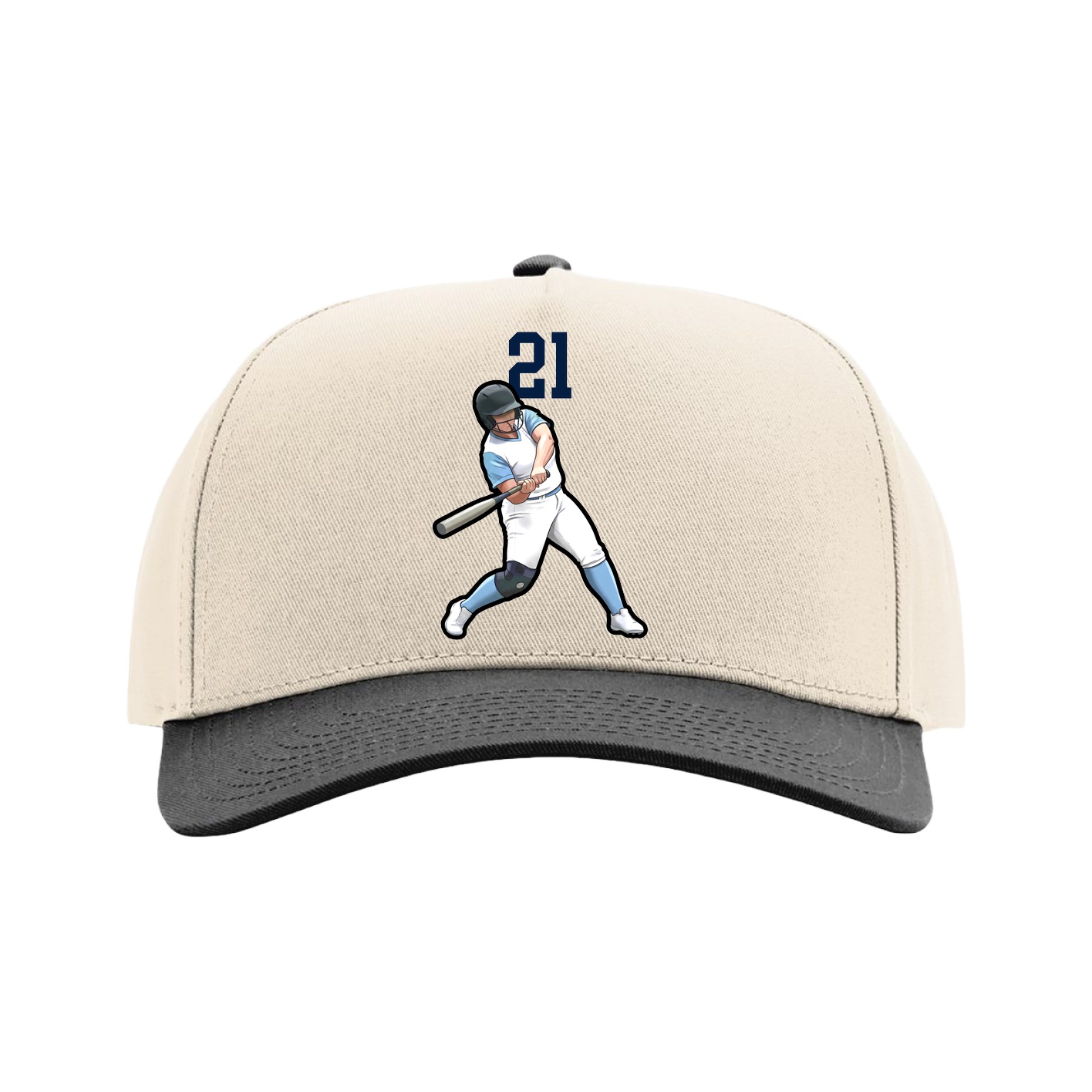Full Fabric Five-Panel Champ Cap — Number Top in Cream/Black