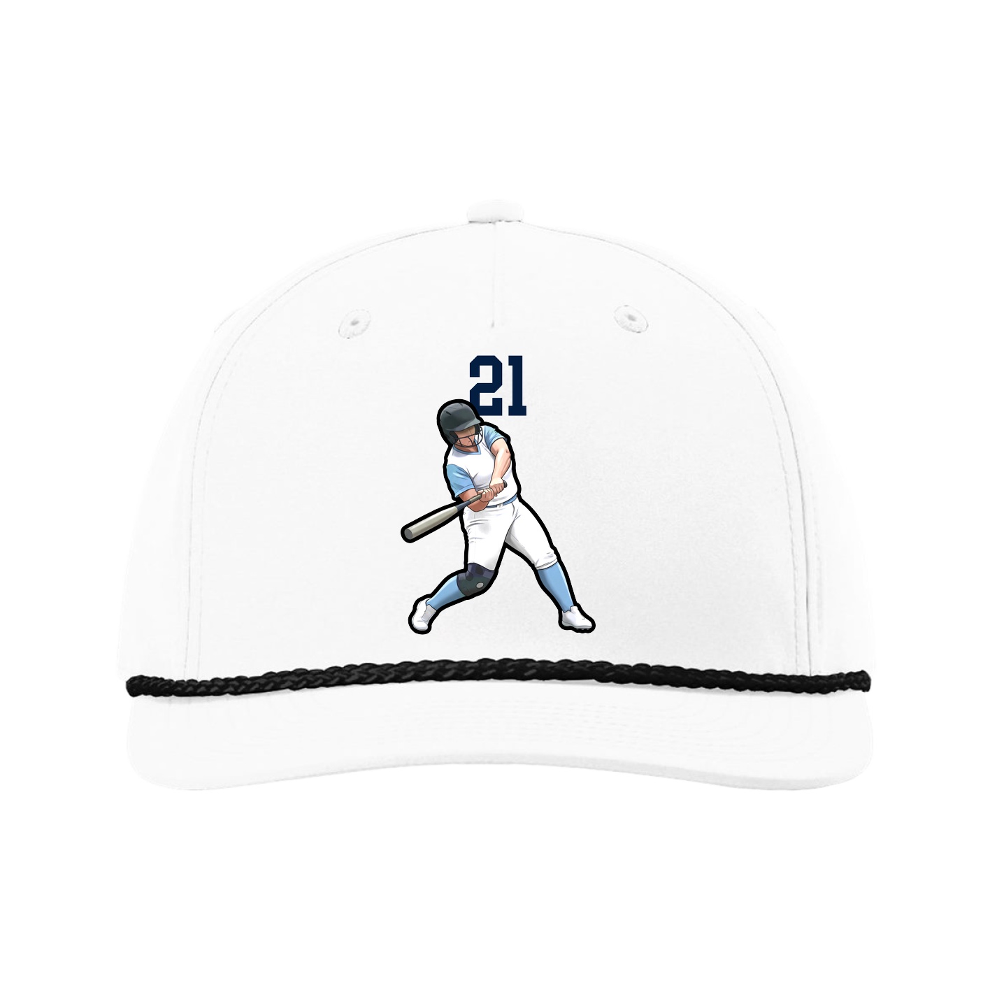 Five-Panel Classic Rope Cap — Number Top in White