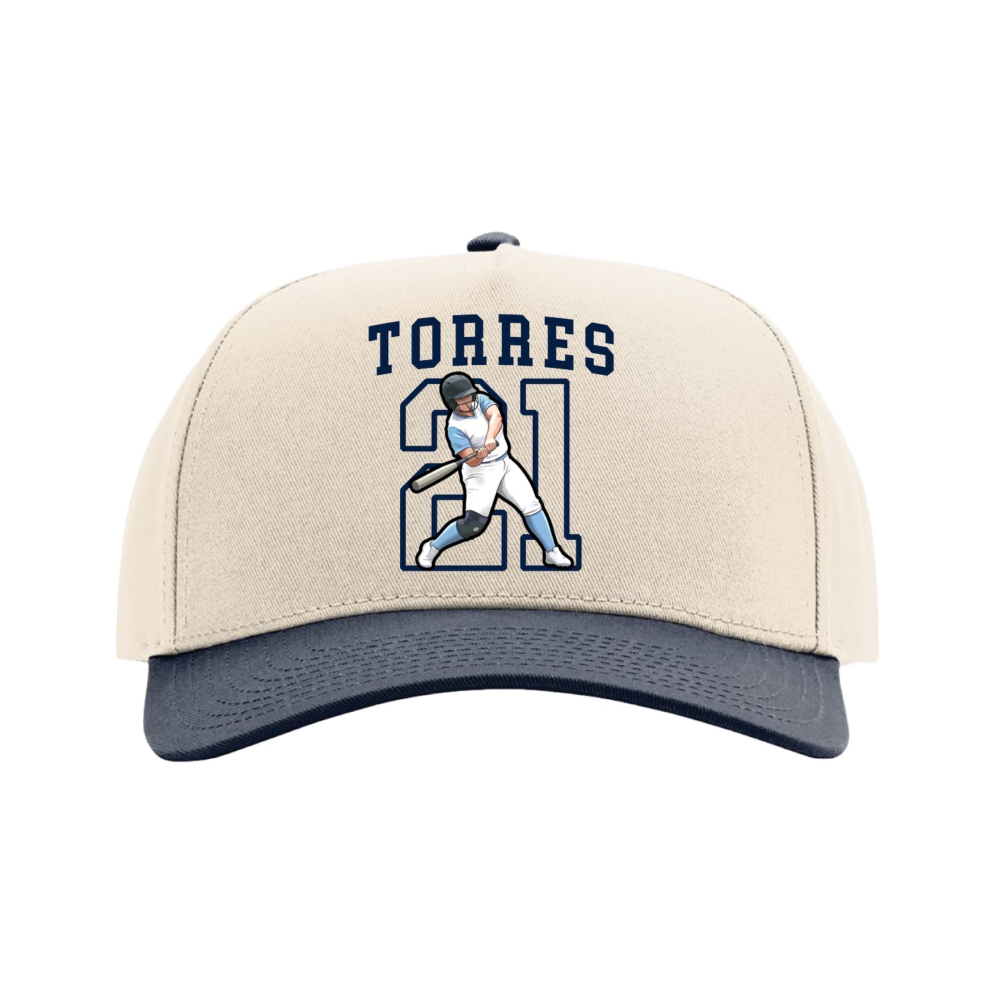 Full Fabric Five-Panel Champ Cap — Shirsey in Cream/Navy
