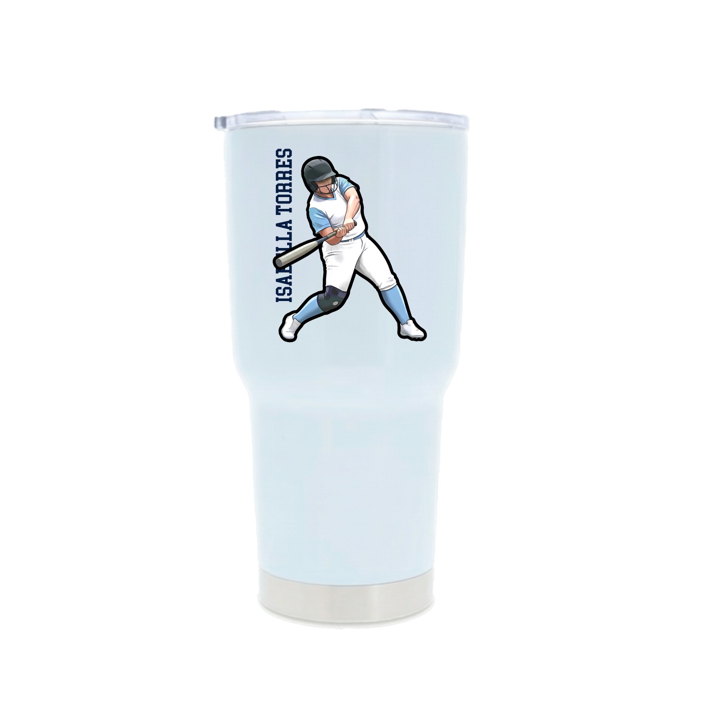 30oz Stainless Steel Tumbler — Name Vertical in White