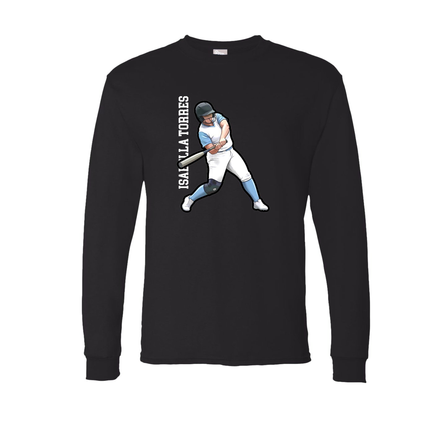 Long Sleeve Tee — Name Vertical in Black