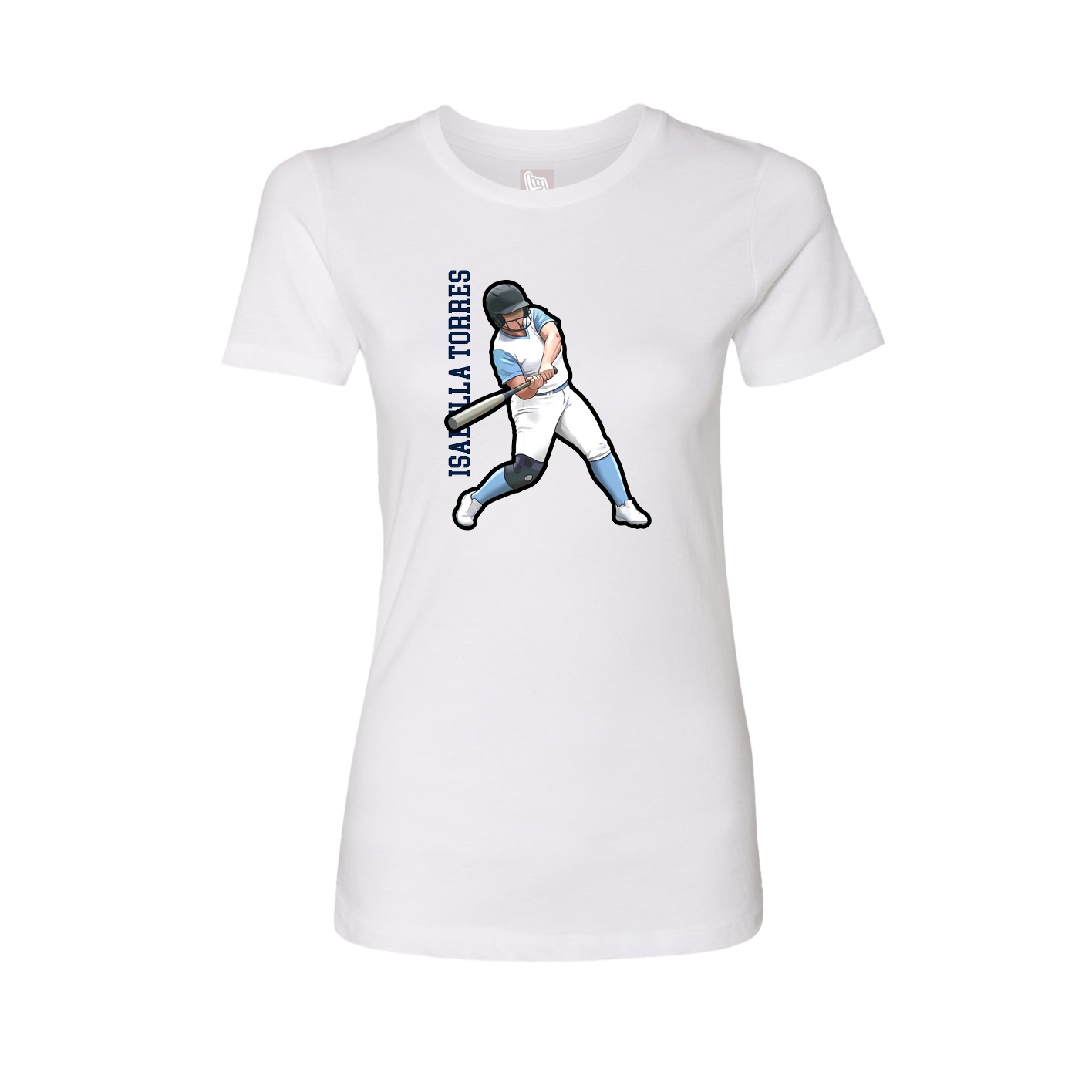 Womens Tee — Name Vertical in White