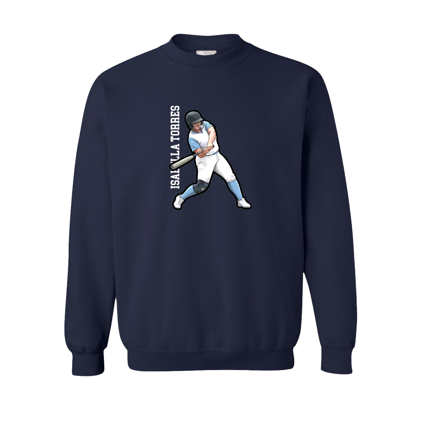 Fleece Crew — Name Vertical in Navy
