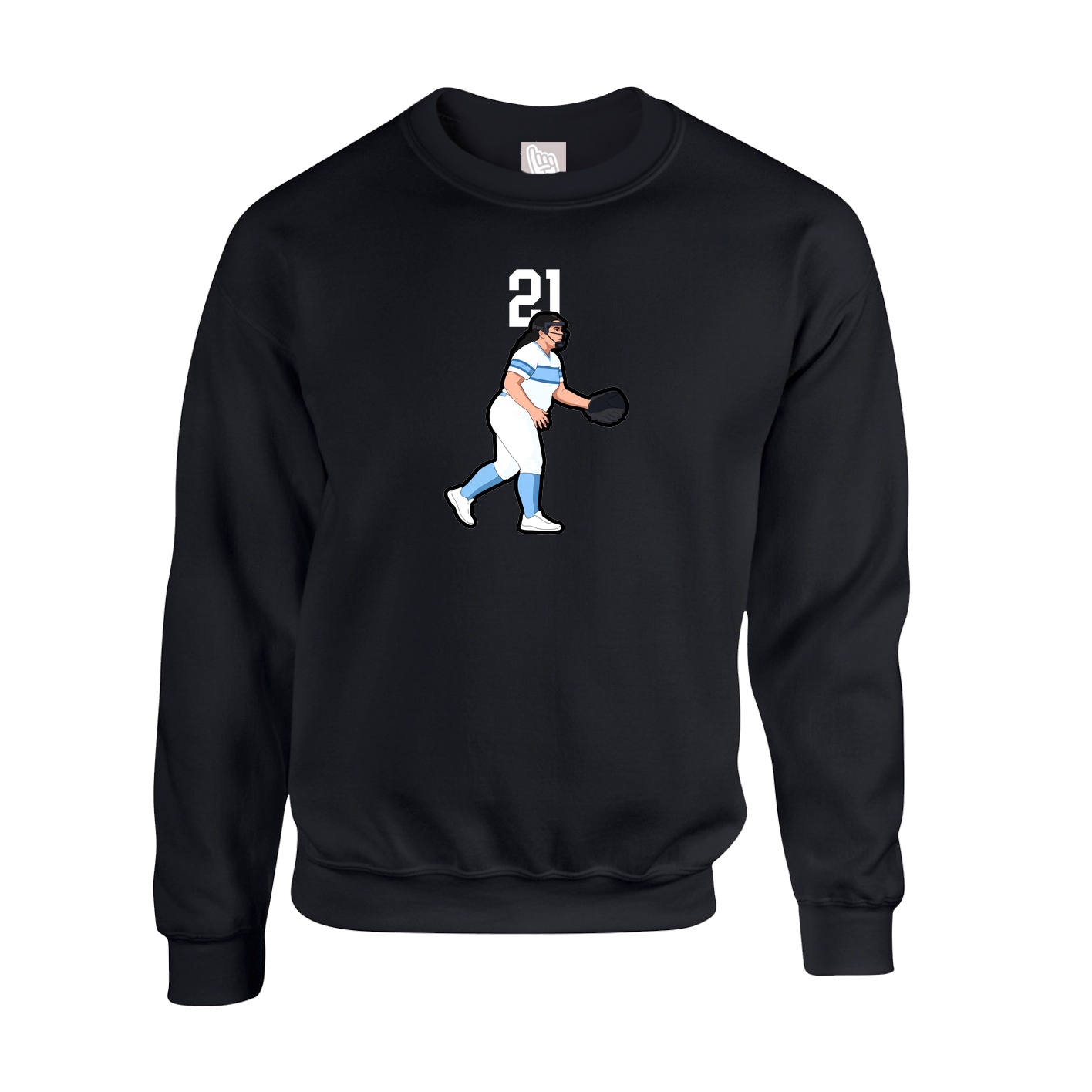 Fleece Crew — Number Top in Black