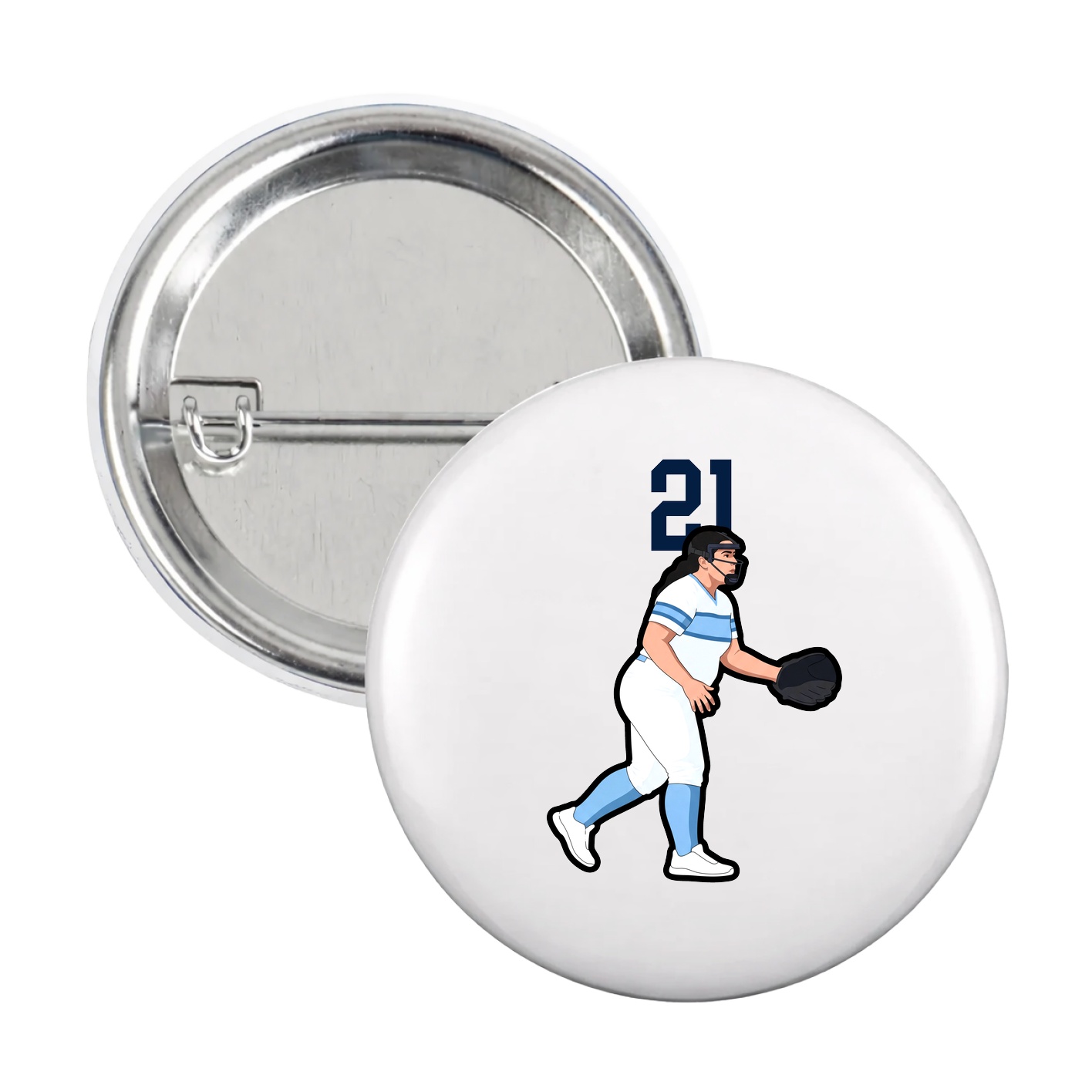 Game Day Button — Number Top in White