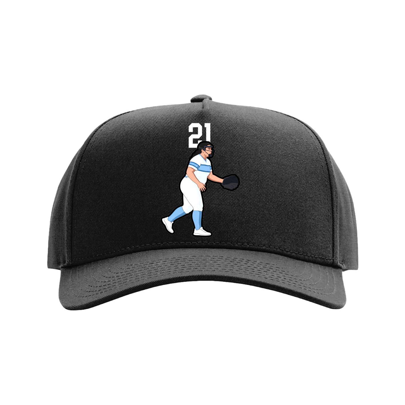 Full Fabric Five-Panel Champ Cap — Number Top in Black