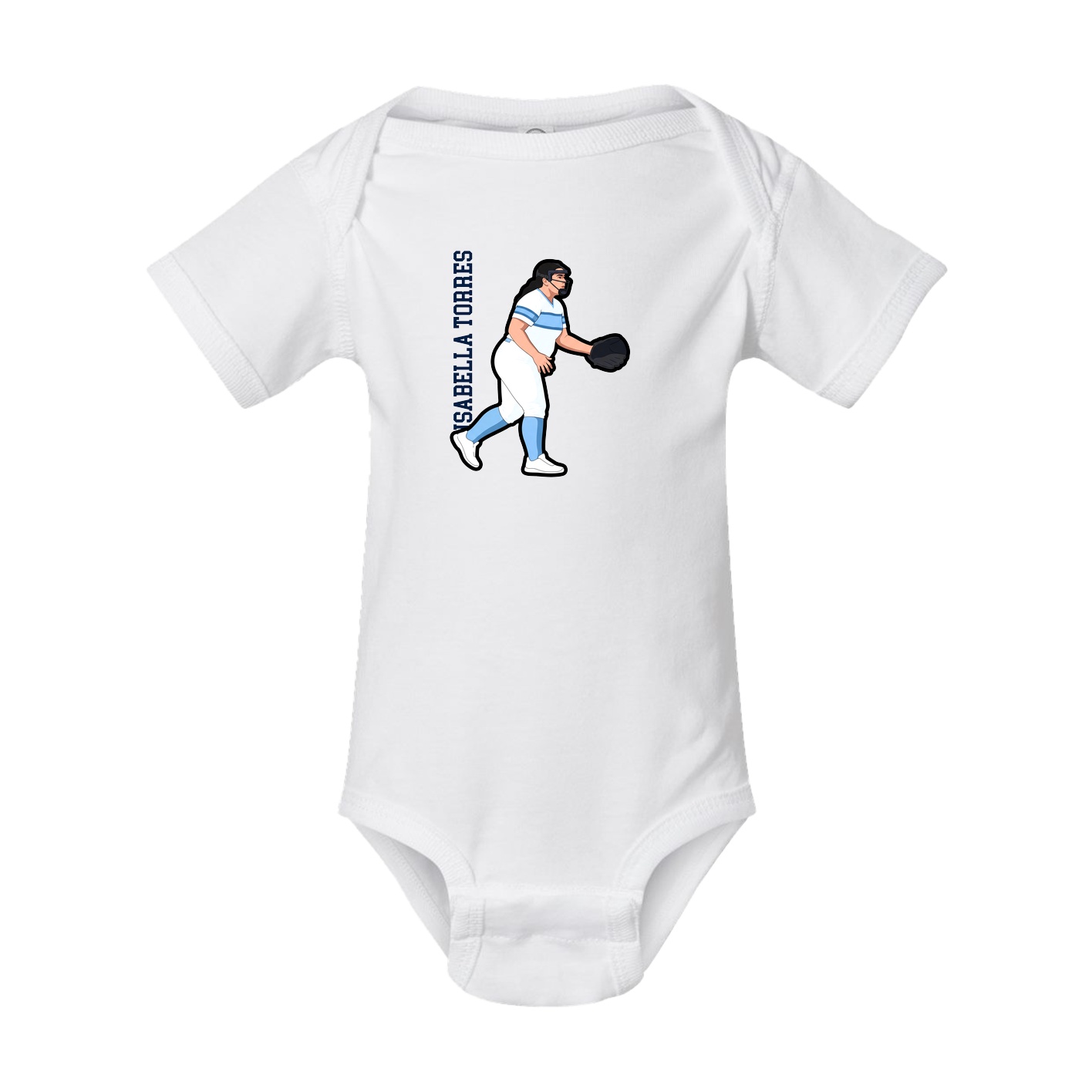 Baby Onesie — Name Vertical in White