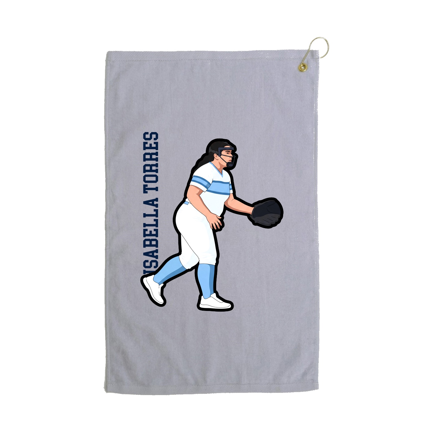 Golf Towel — Name Vertical in Grey