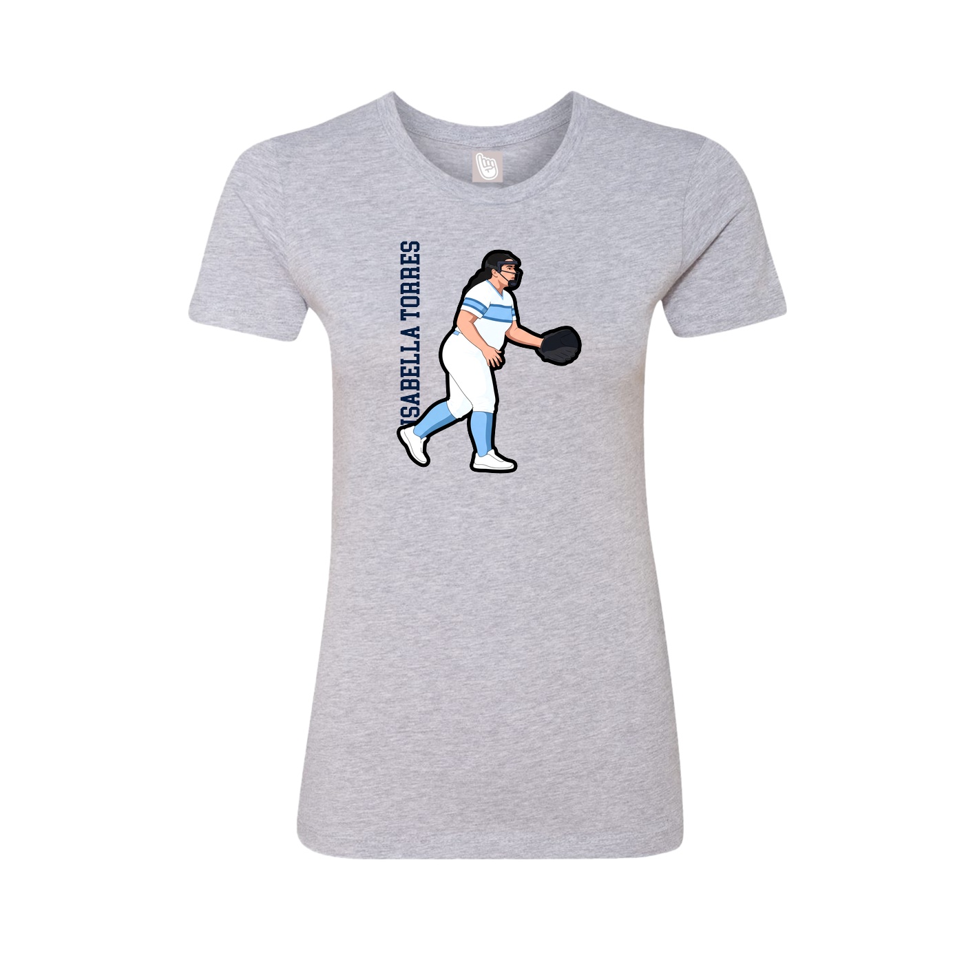 Fitted Women's Tee — Name Vertical in Grey