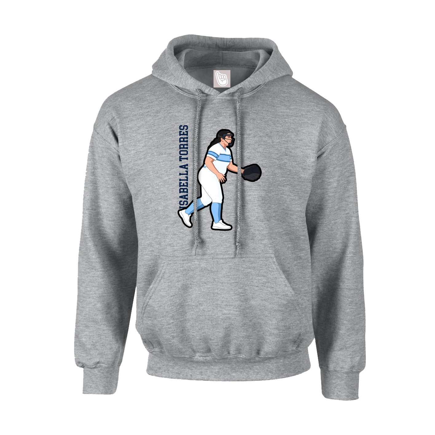 Youth Hoodie — Name Vertical in Grey