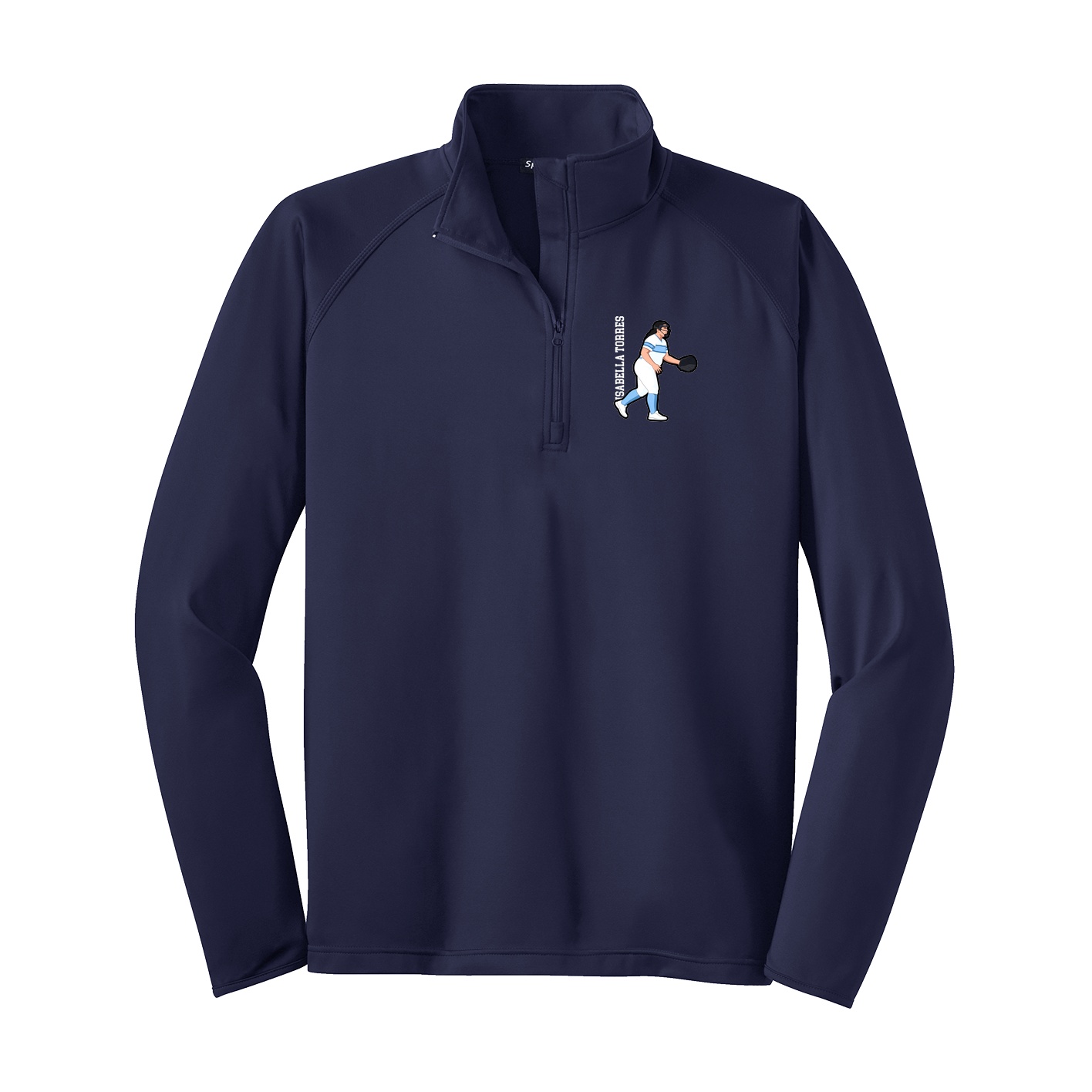 Q-Zip Pullover — Name Vertical in Navy