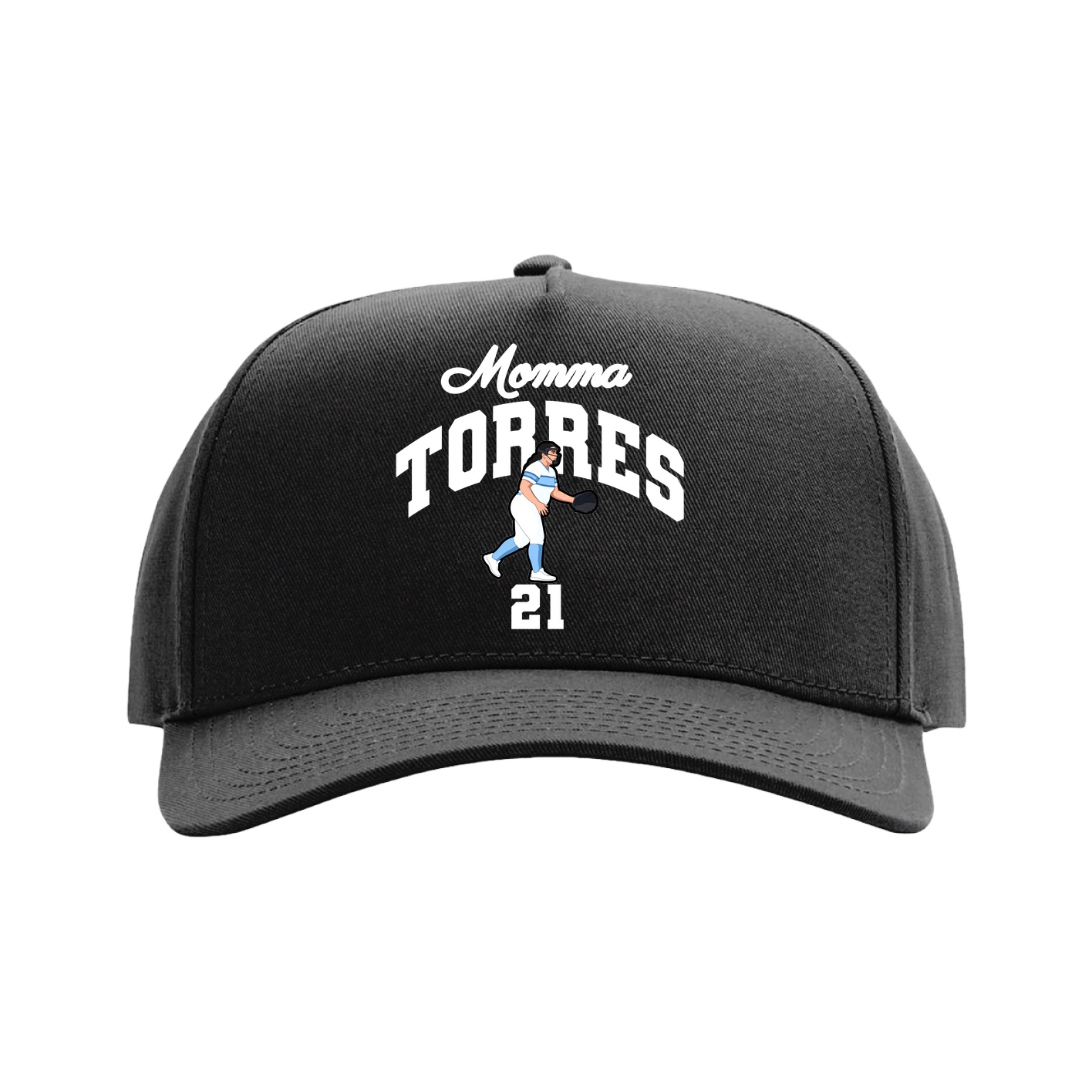 Full Fabric Five-Panel Champ Cap — Mothers Day Arch in Black