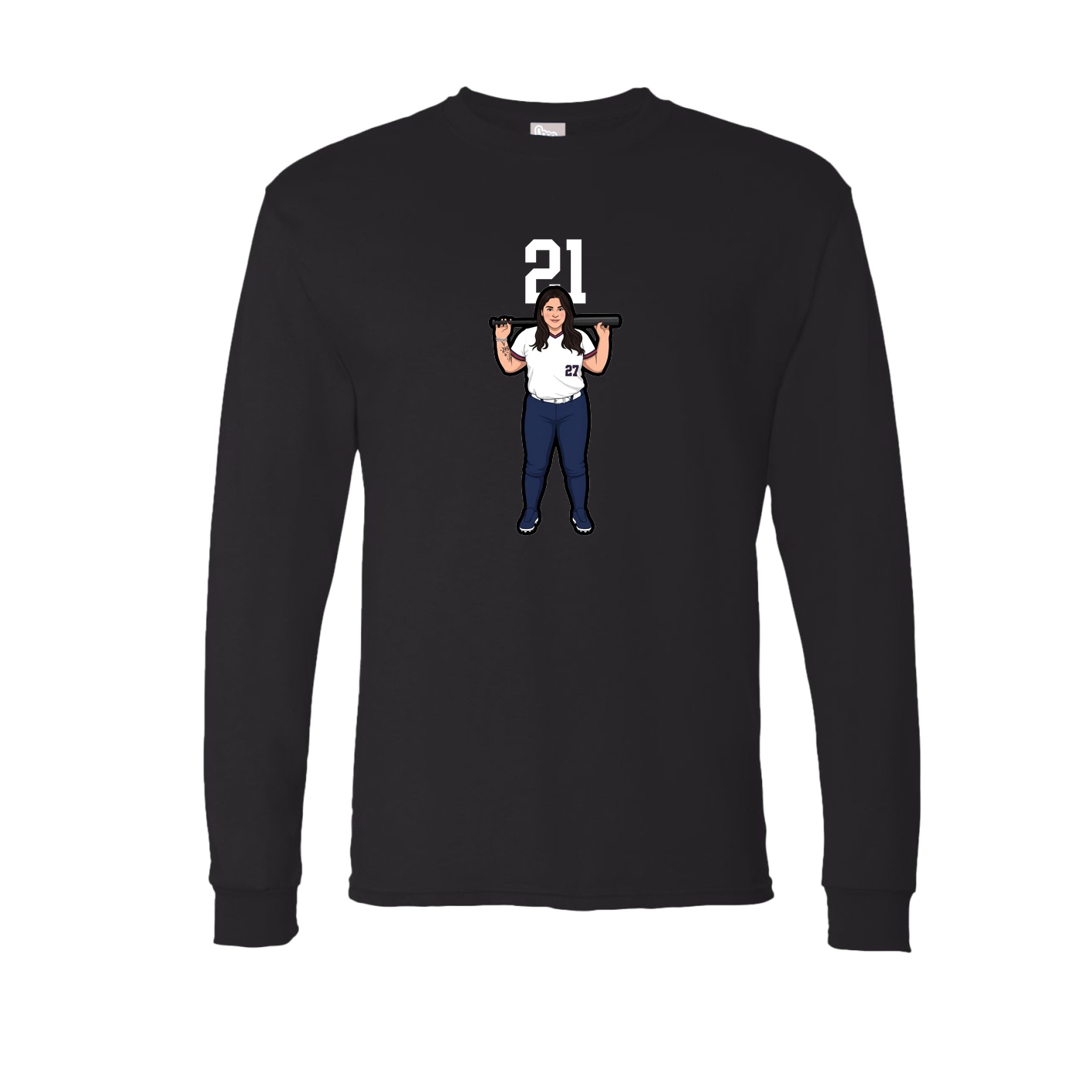 Long Sleeve Tee — Number Top in Black