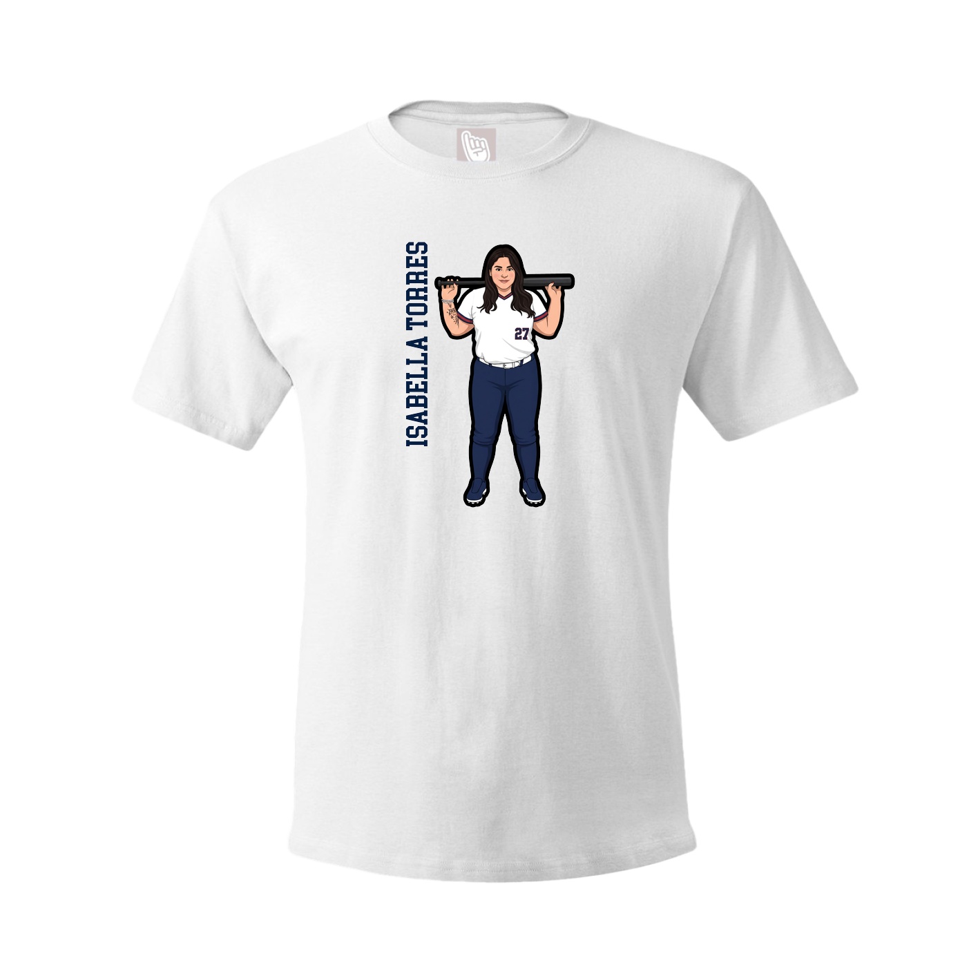 Tee — Name Vertical in White