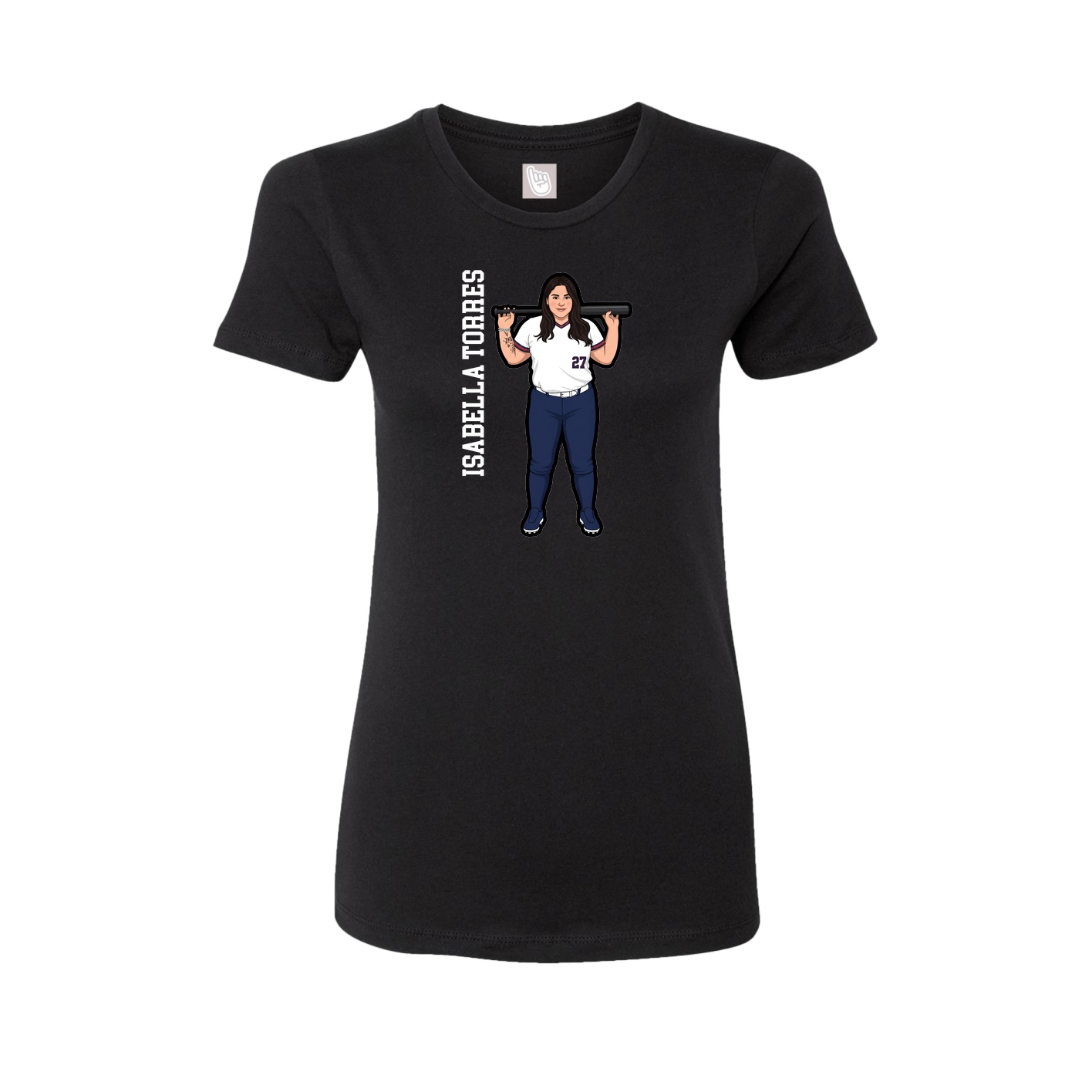 Fitted Women's Tee — Name Vertical in Black