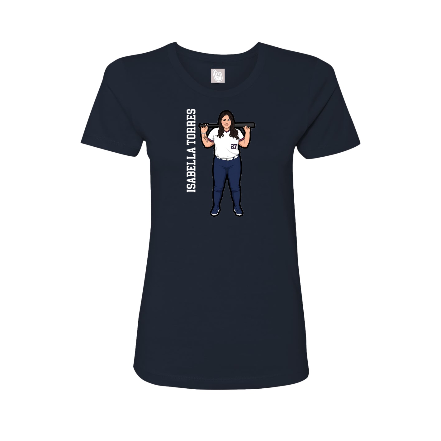 Womens Tee — Name Vertical in Navy