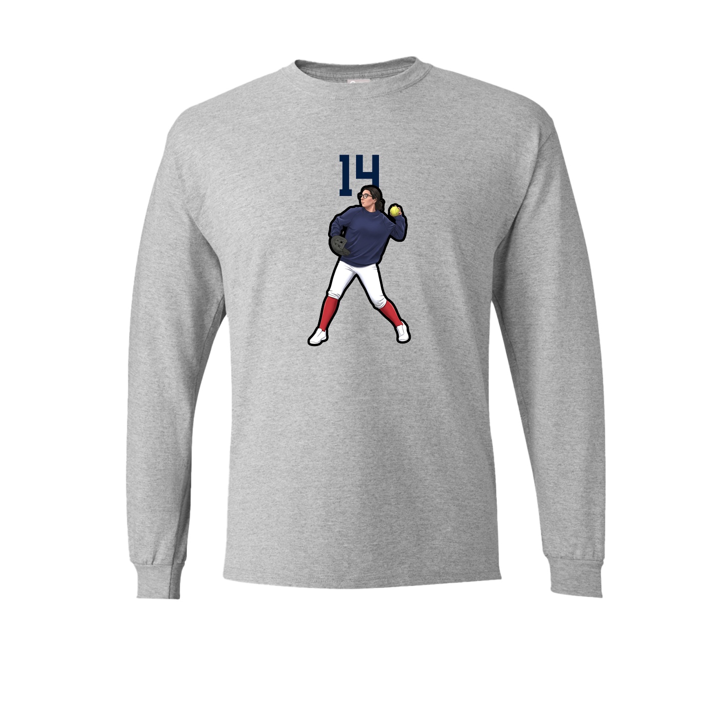 Long Sleeve Tee — Number Top in Grey
